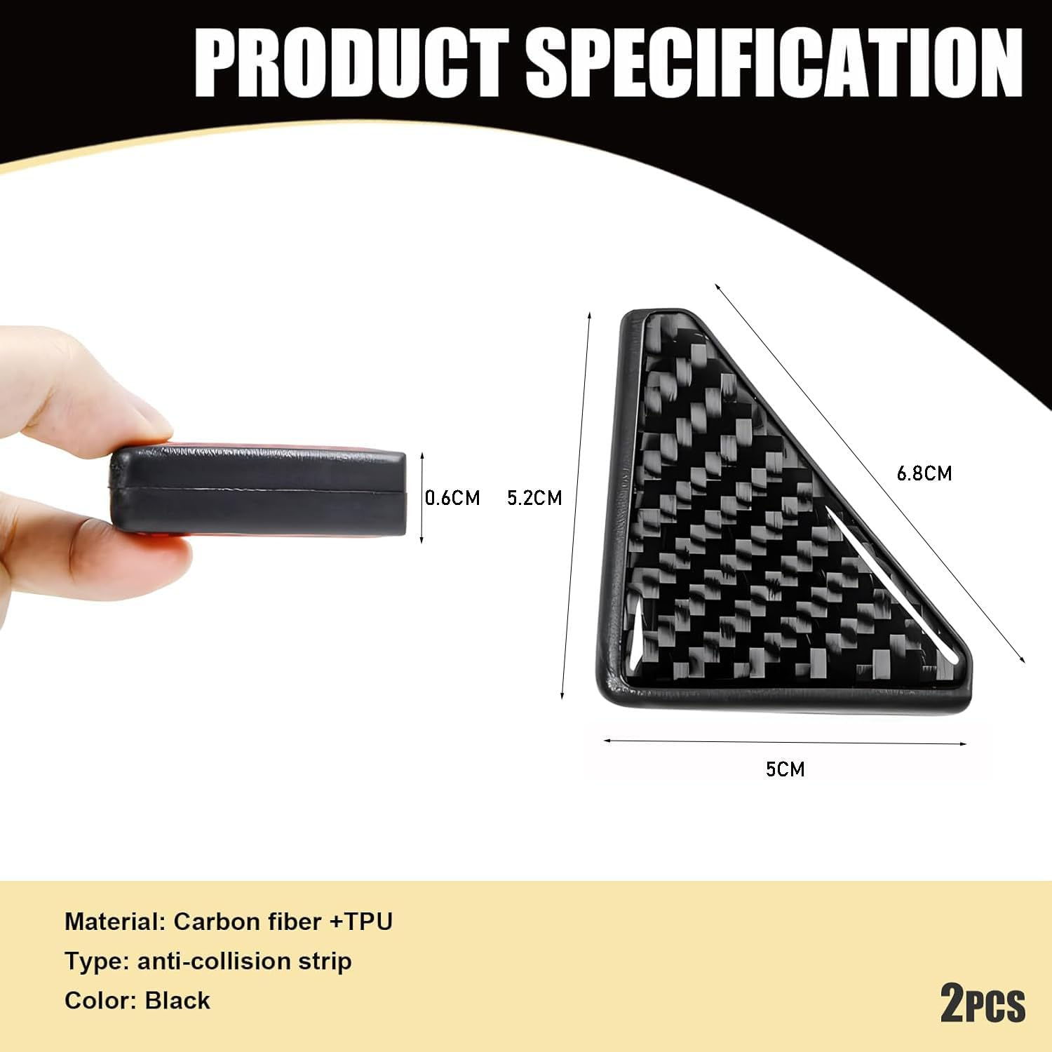Car Door Corner Covers, 2 Pcs Carbon Fiber Anti-Collision Corner Protectors, Self-Adhesive Front Door Protector Stickers, Durable Car Accessories for Auto, Trucks, and SUV image number 3
