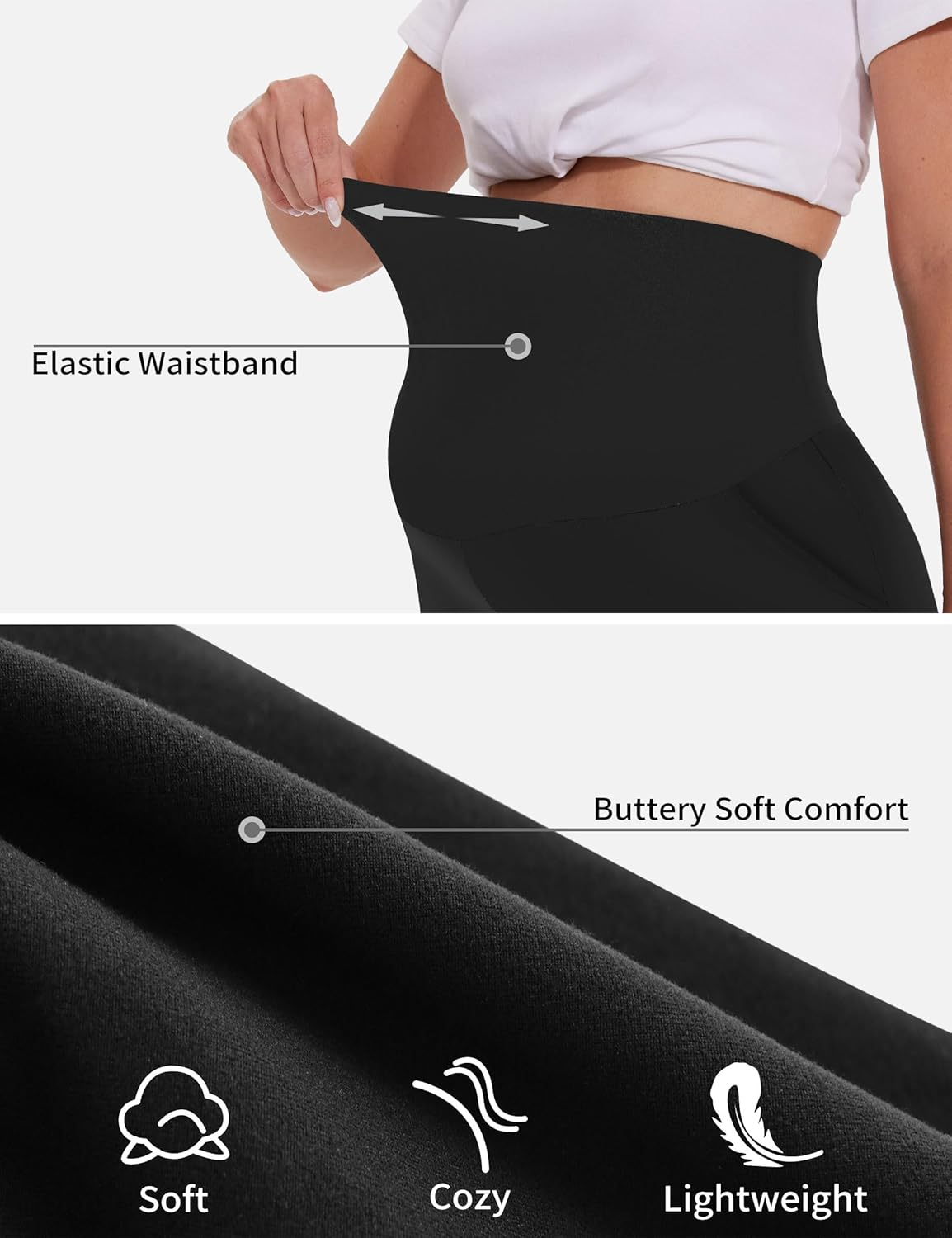 Peauty Maternity Shorts over the Belly with Pockets, Pregnancy Lounge Shorts, Before, during after Pregnancy image number 6