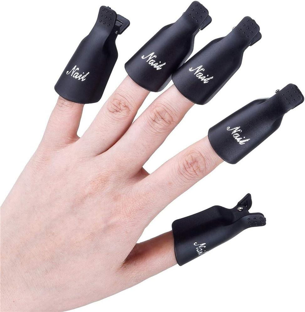 IME Nail Polish Remover Clips Set, Nail Art Gel Cap Soak Clip UV Manicure Soaking Away Nail Clips Gel Polish Remover Wrap Tool Black Pack of 10 image number 2
