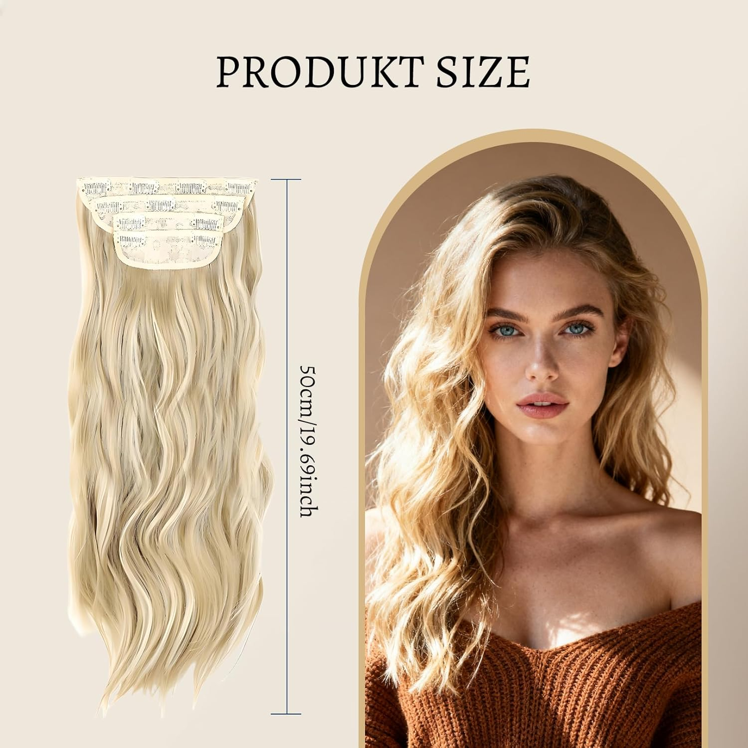 Clip-In Real Hair Extensions, 4 Pieces, 50 Cm, Hair Extensions Clip in for Women, Everyday and Special Occasions image number 6