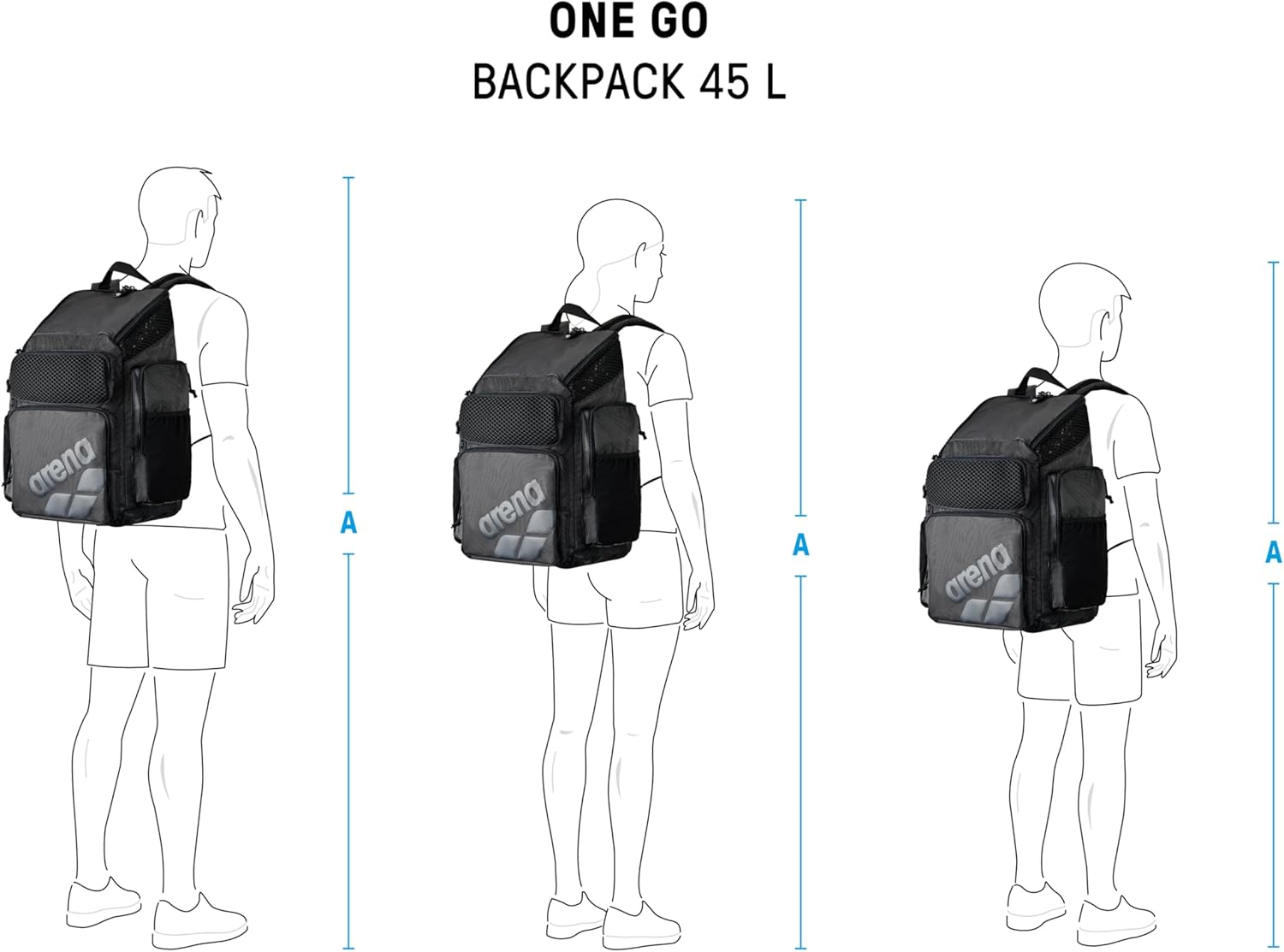 ARENA One Go Swim Sports Backpack Travel Large Size Athletes Equipment Bag 45 Liters image number 3