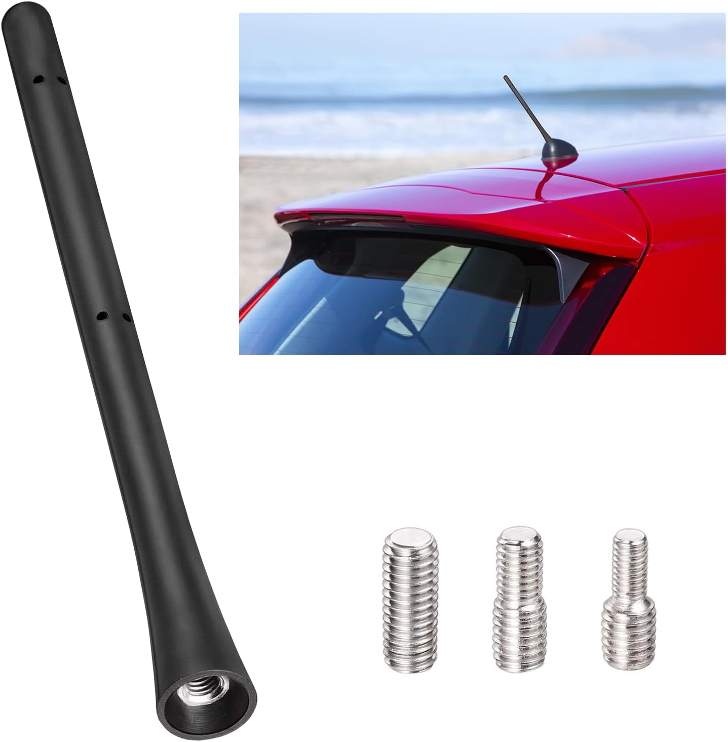 AQTAQ Universal Vehicle Roof Mount Rubber Car Aerial Antenna AM FM Antenna Car Roof Antenna Car 18Cm/7Inch Car Radio Antenna with M4 M5 M6 Threaded Adapter Suitable for Most Models Etc image number 5