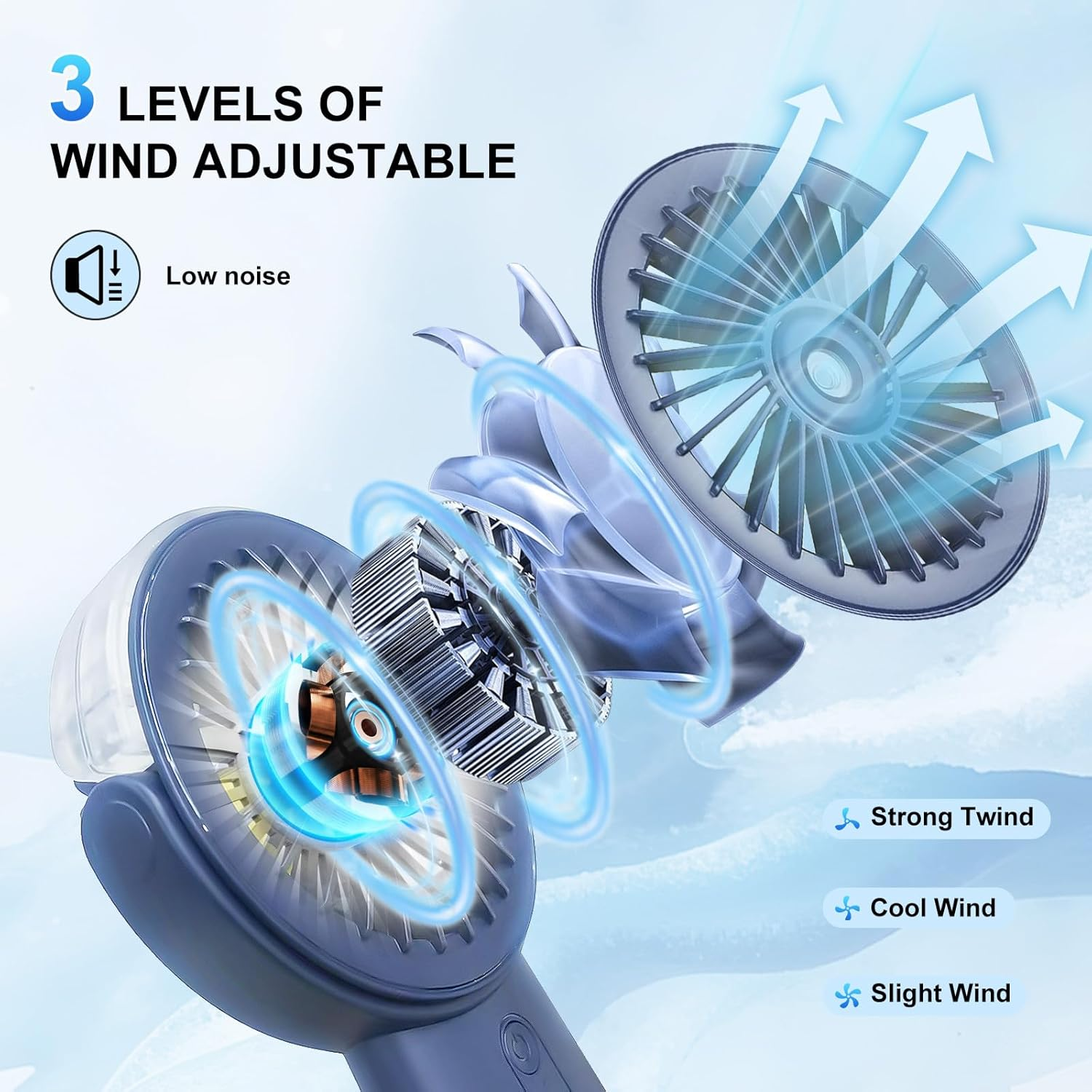 Oolong Portable Handheld Fan,Rechargeable Power Bank Misting Fan,90&deg; Adjustable Small Mister Fan,Personal Cooling Water Spray Fan for Men Women Travel Home Outdoor（Blue） - Blue image number 3