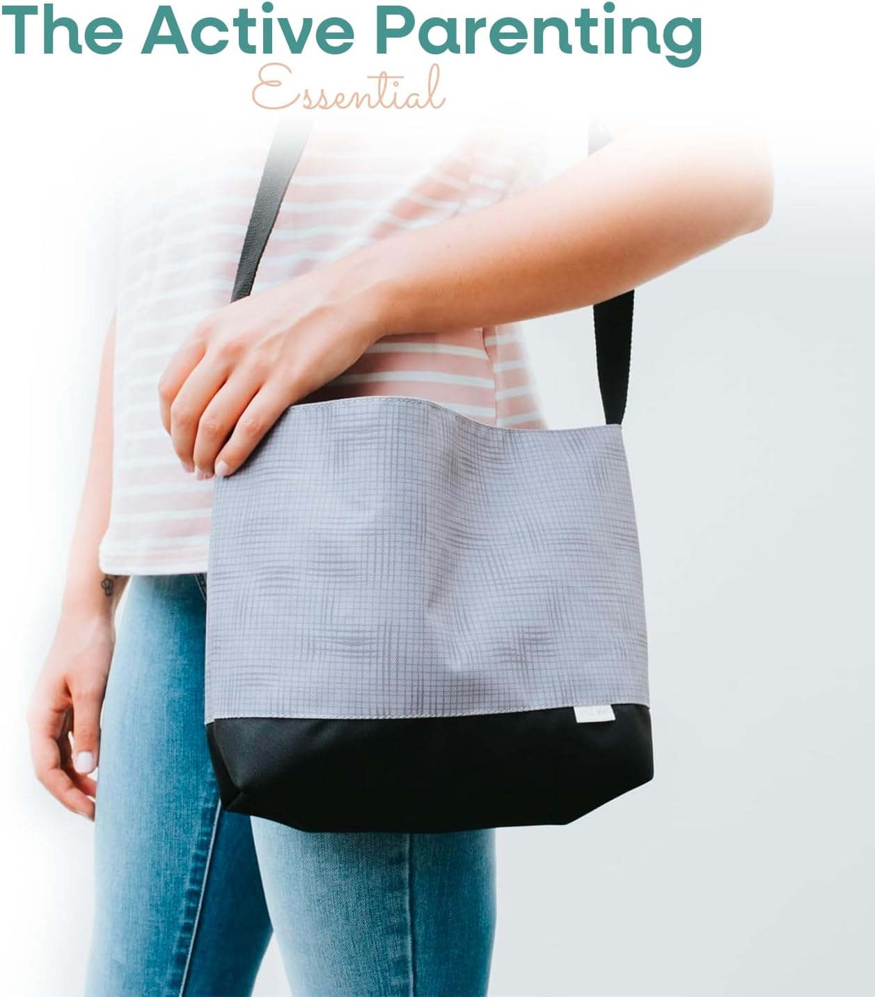 Nappy Caddy Stroller Organiser - Universal Pram Caddy Bag for Mummy - Snuggly Fit to Most Strollers W/Shoulder Strap, Adjustable Strap, and Handy Reusable Wet Pouch, Grid Lock Grey - by Zoe Sage - Zebra Crossing image number 5