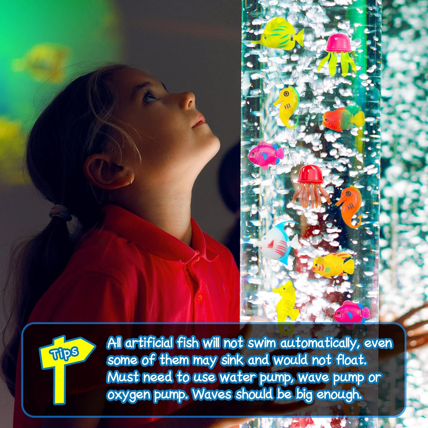 Weewooday 20 Pieces Artificial Moving Fishes Plastic Floating Fishes Lifelike Fish Ornament Aquarium Decorations for Fish Tank (Jellyfish and Seahorses) image number 5