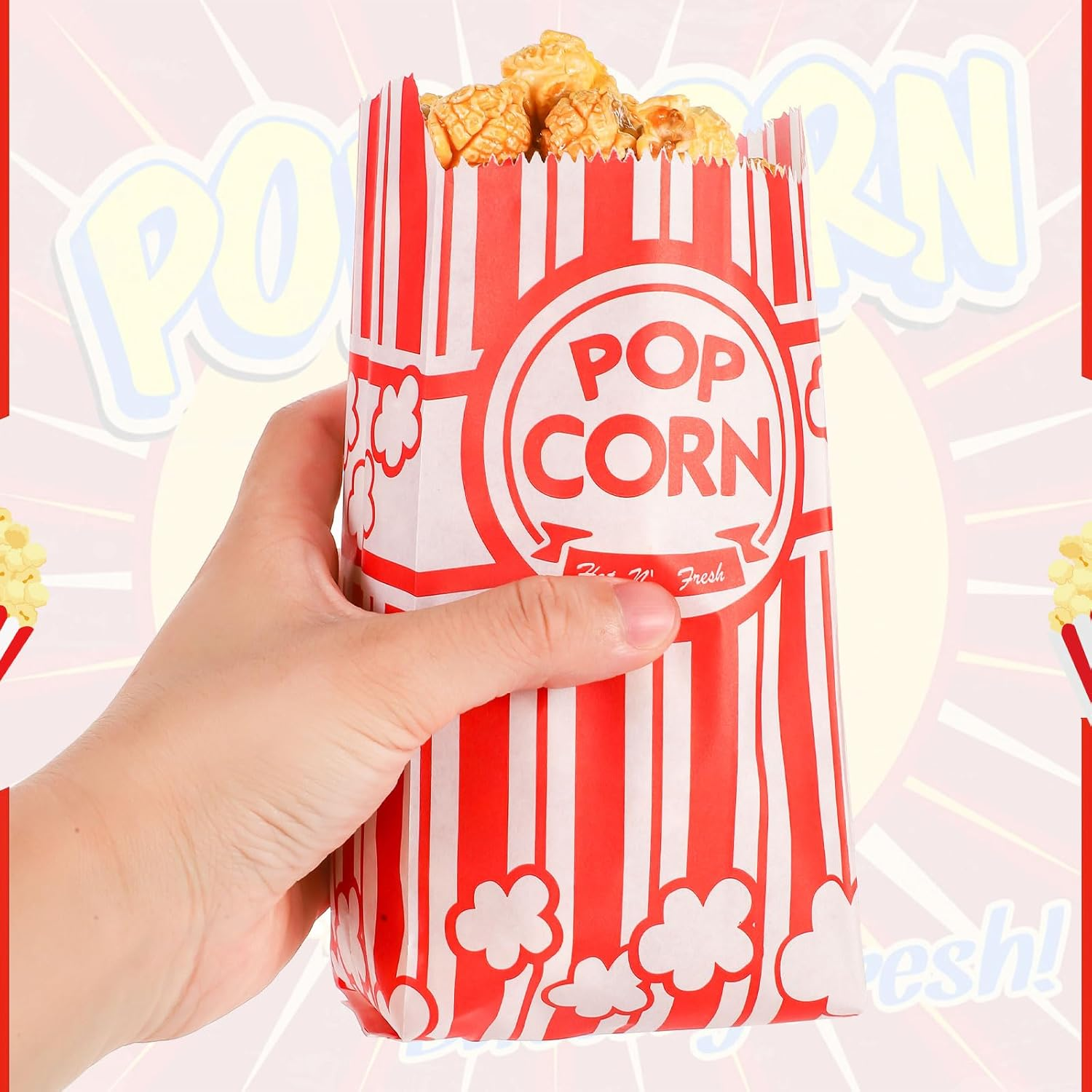 600 Pcs Paper Popcorn Bags, 1 Oz Popcorn Bags Bulk Individual Servings for Christmas Party Popcorn Machine Movie Nights Carnival image number 1