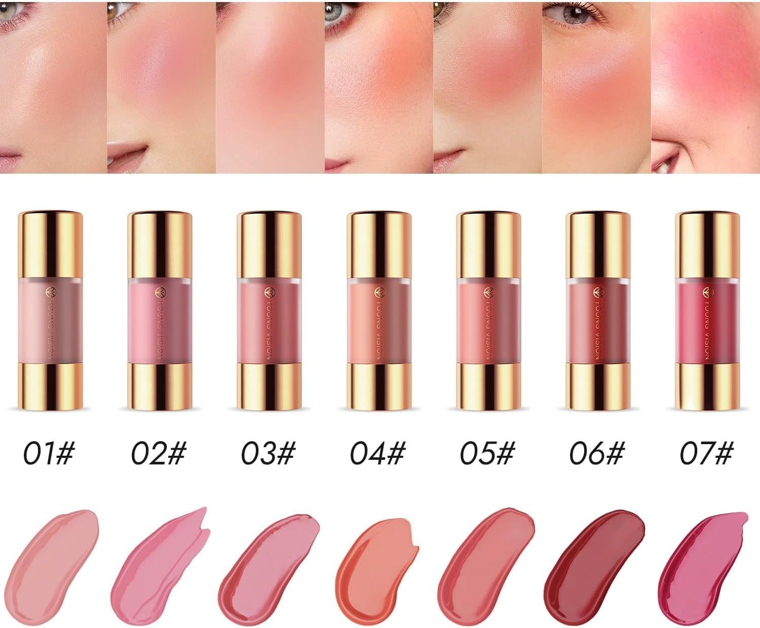 Beginner Liquid Blush Drops - Highly Pigmented Matte Cheek Tint with Hyaluronic Acid Long-Lasting Waterproof Blusher for Natural Radiant Makeup Vegan & Cruelty-Free(01#) image number 1