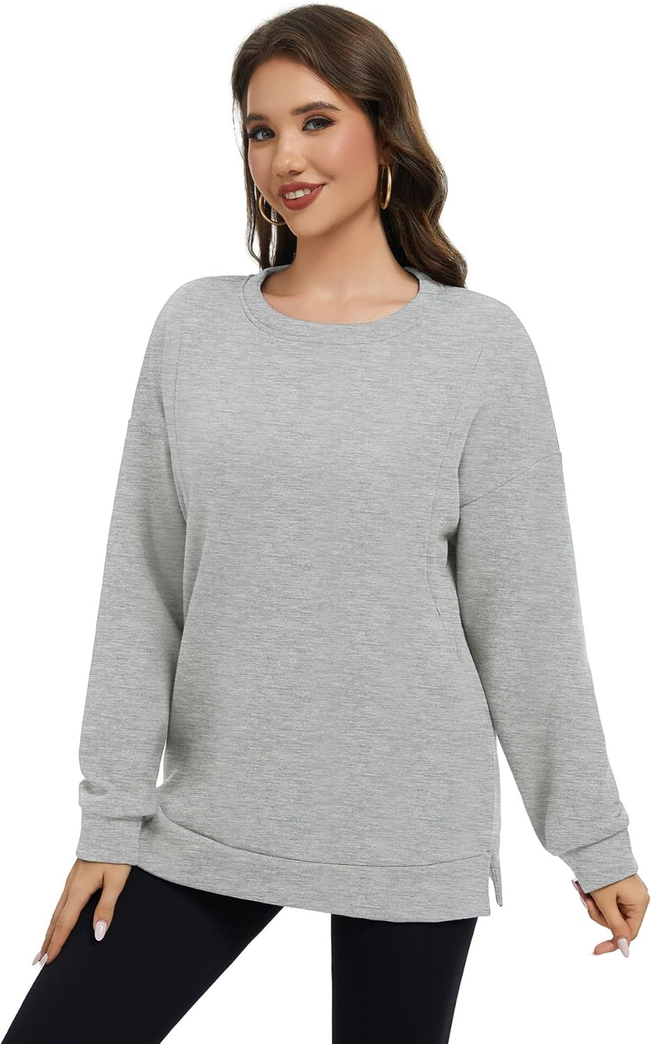 Smallshow Women'S Nursing Sweatshirt Tops Fleece Long Sleeve Breastfeeding Clothes image number 4