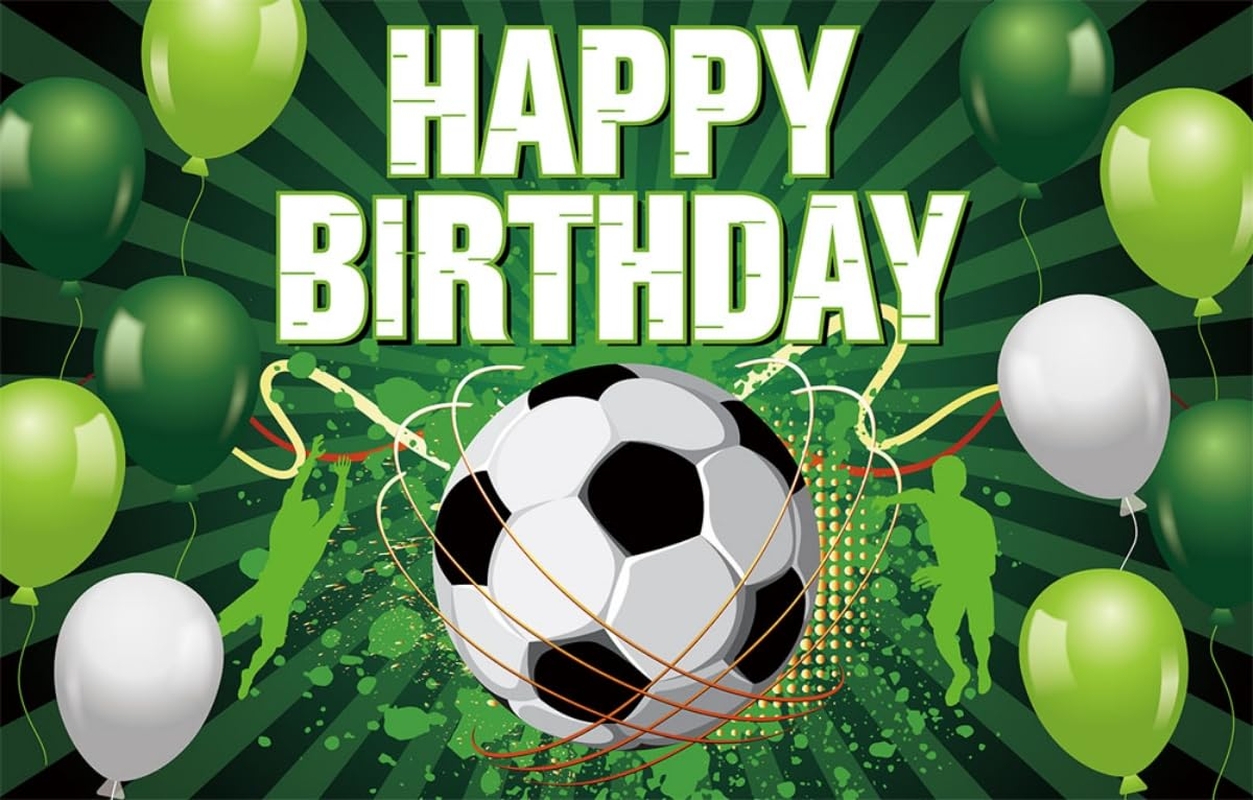 Costume Bay Happy Birthday Backdrop Banner 180 * 110 Cm Large Background Cloth Photo Party Large Decoration Sign for Birthday Party (Soccer Ball Birthday Banner, ONE) - Alien Birthday Banner image number 7