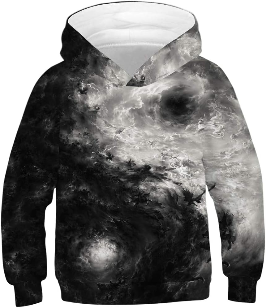 Morbuy 3D Galaxy Animal Print Unisex Hoodies for Boys Girls Kids Casual Sports Pullover Tops