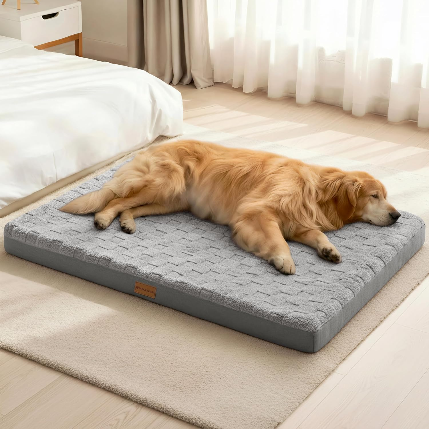 Patas Lague Orthopedic XL Dog Bed Large Sized Dog 107 X 71Cm, Waterproof Soft Comfortable Egg Crate Foam Large Pet Beds Crate Mat with Removable Washable Cover and Nonskid Bottom, Grey image number 6