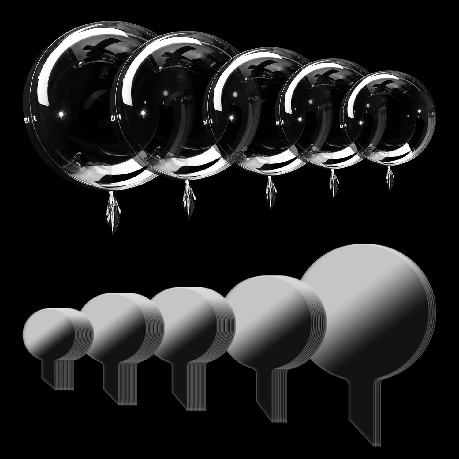 RETON 60PCS Clear Balloons Bobo Balloons, Different Sizes 11/18/20/24/36 Inch Clear Balloons for Stuffing, Transparent Bubble Bobo Balloons for Wedding DIY Birthday Baby Shower Party Decoration image number 1