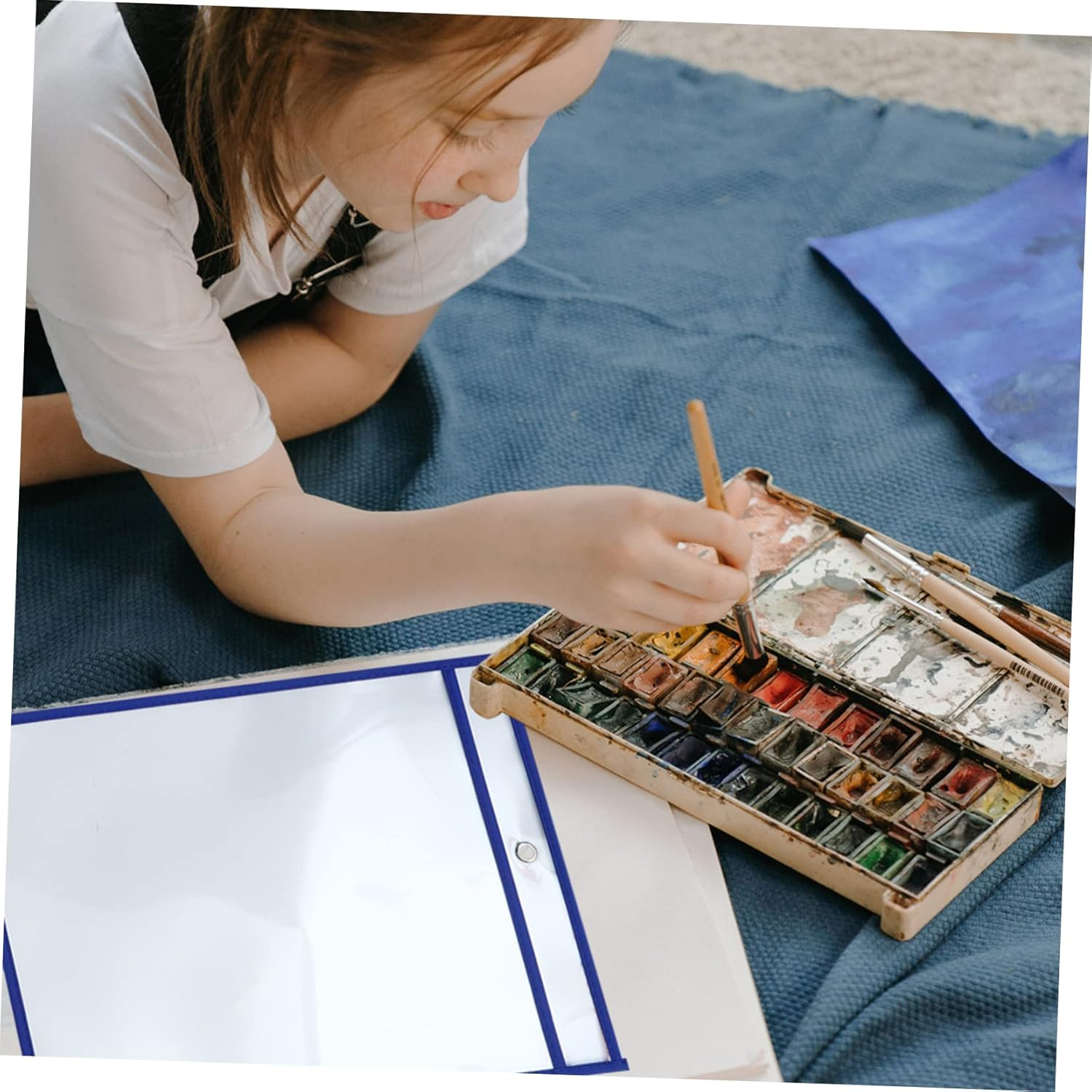 GETAJGHSD 12Pcs Reusable Dry Erase Pockets for School Office Write and Wipe Pockets Pen Case for Arts Crafts Supplies and Desk Accessories Storage Random Color image number 1