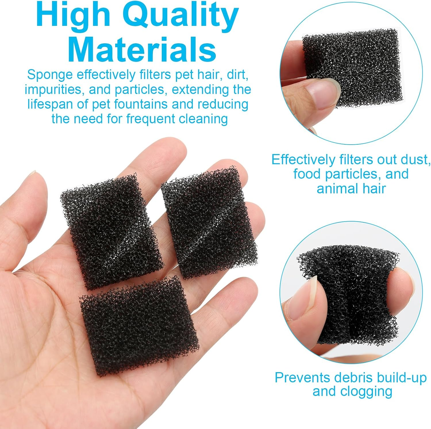 Pack of 30 Pet Fountain Filters, Cat Fountain Filter Replacement Foam Filter for Cat Dog Water Dispenser Filter 35 X 25 X 9 Mm Black image number 2