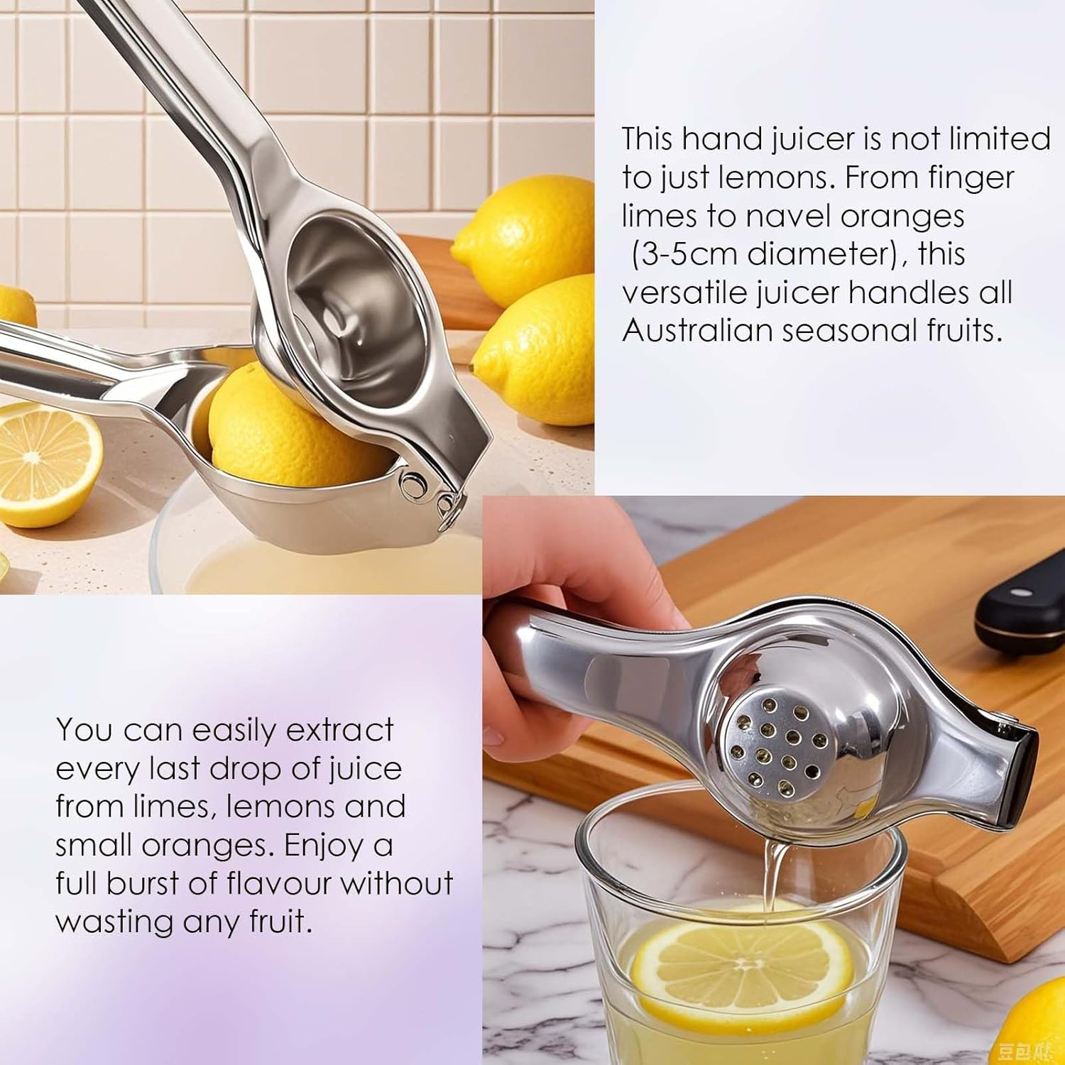 Loimon Lemon Squeezer Juicer, Stainless Steel Manual Juicer, Sturdy and Durable Kitchen Tool,Citrus Fruit Juicer for Lime Orange image number 3
