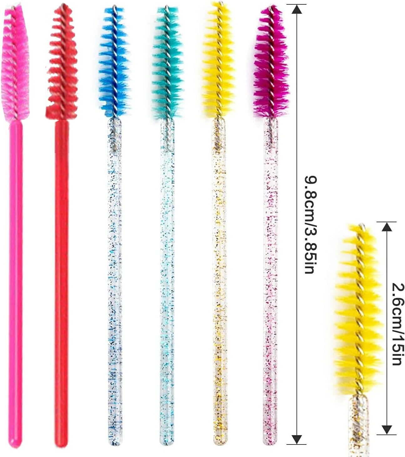 Mascara Wands Eyelash Brushes, 500 Pcs Multicolor Disposable Mascara Wands Eyelash Brush, Disposable Eyelash Mascara Brushes Wands, Eyebrow Brush Applicator Makeup Brush Tool (Crystal) image number 2