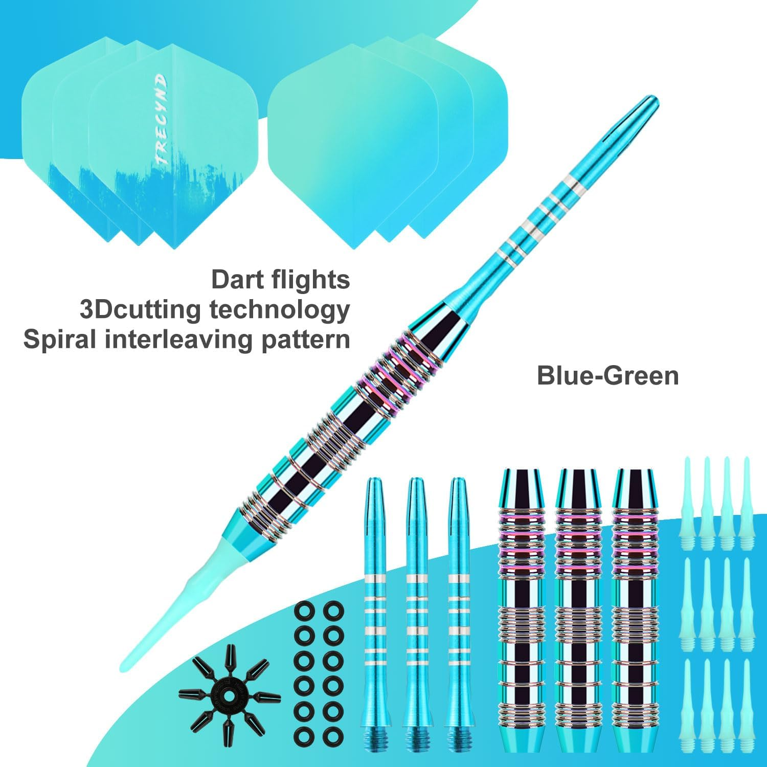 Soft Tip Darts Sets - Soft Tip Darts for Electronic Dartboard Plastic Tip Darts Set with Aluminum Shafts + Extra 3 Dart Flights 3 Replace Plastic Shafts - Deep Blue image number 3