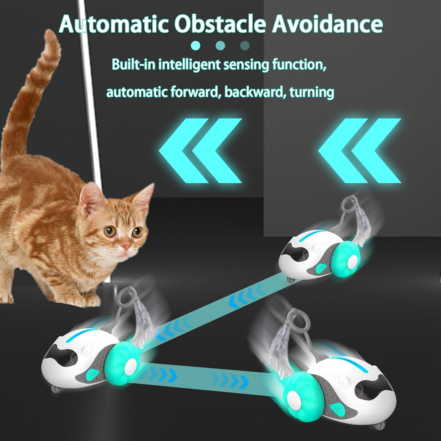 Oiuyamn Interactive Toys for Cats, 2025 Upgraded Rechargeable Joystick Remote Control, Intelligent Auto Motion Cat Toys, 2 Modes, Kitten Toys for All Breeds of Indoor Bored Cats Exercise image number 5