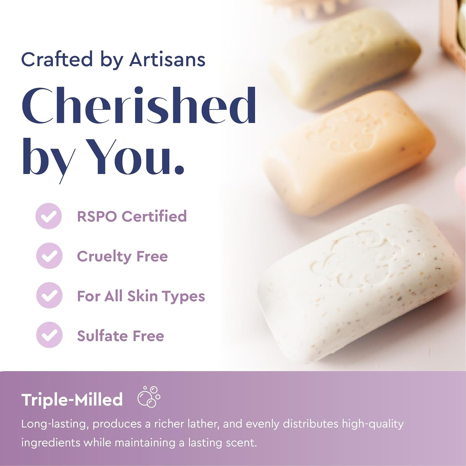 Baudelaire Exfoliating Sea Loofah Bar Soap - Triple Milled with 100% Natural Fragrance, 2% Seaweed and Sustainable Palm Oil (6 Individually Wrapped Bars)