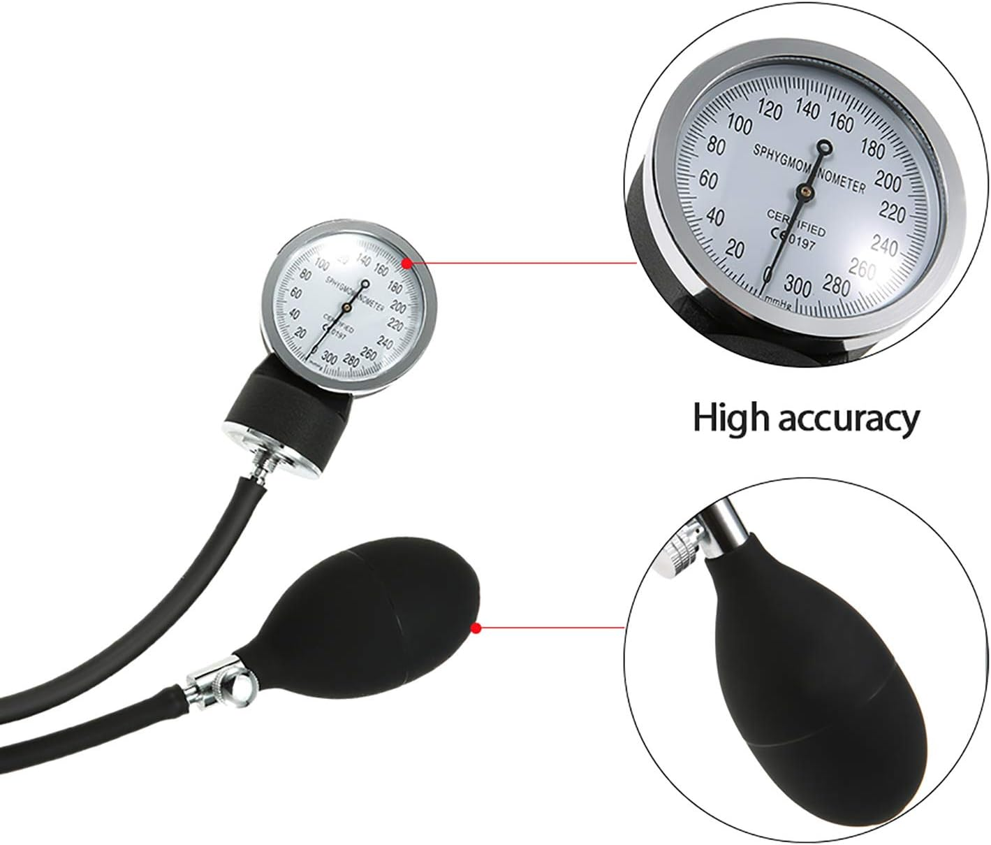 Aneroid Sphygmomanometer Cuff Kit Upper Arm Blood Pressure Stethoscope with Zipper Bag for Adult BBZY image number 1