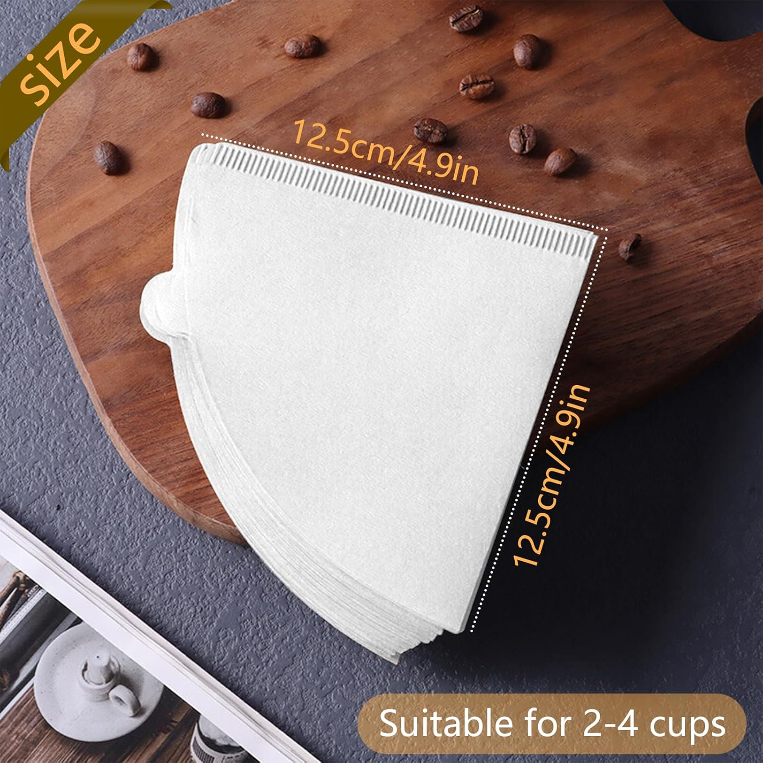 Coffee Filter Papers,Joogee 100Pcs Coffee Filter Disposable Unbleached Compatible with Size 02 Filter Papers Compatible for Coffee Dripper & Pour over Coffee Maker, 3-4 Cups image number 3
