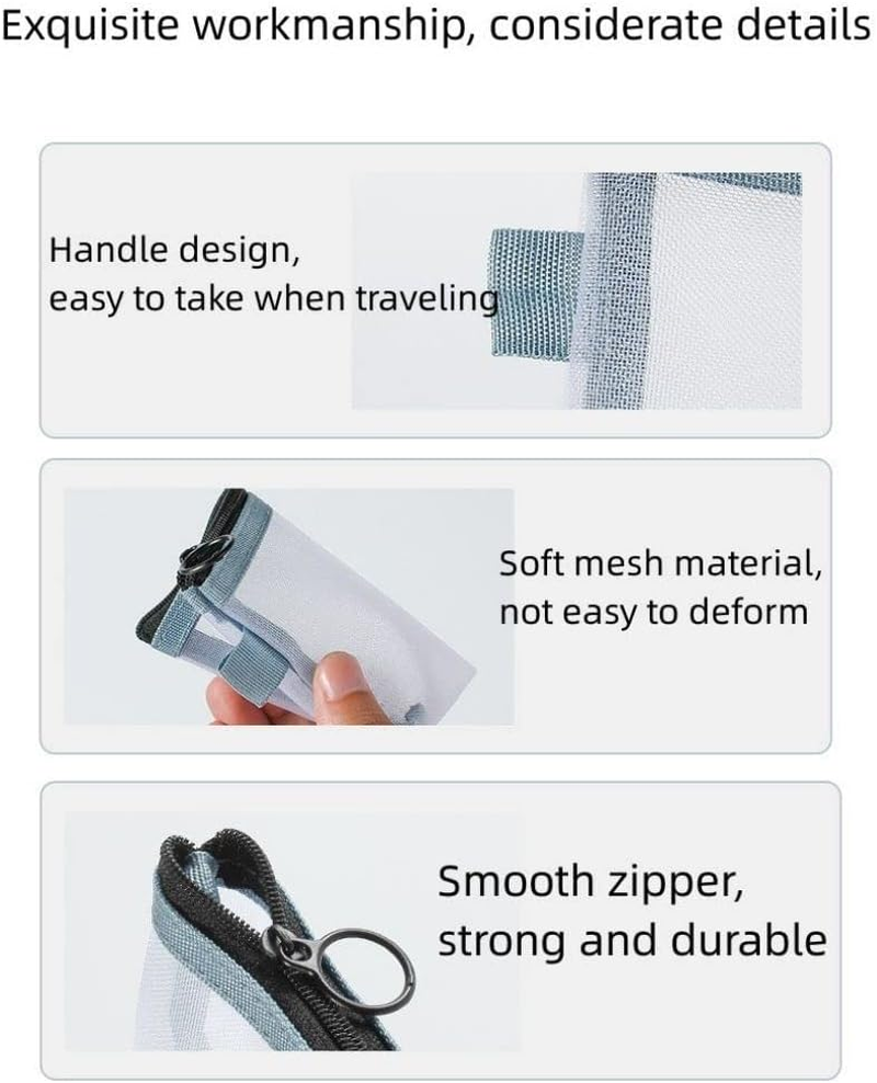 2PCS Mini Makeup Bags, Zipper Mesh, Portable Small Makeup Pouch, Mini Storage Bag for Coin, Lipstick, Jewelry - B image number 6