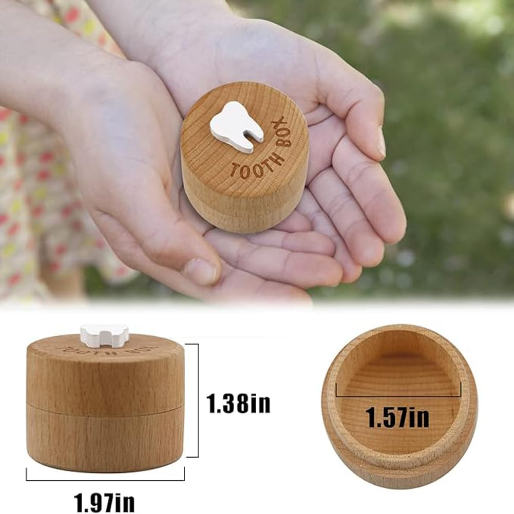 3D Tooth Fairy Box, Carved Wooden Box Souvenir Dropped Tooth Keepsake Storage Box image number 3