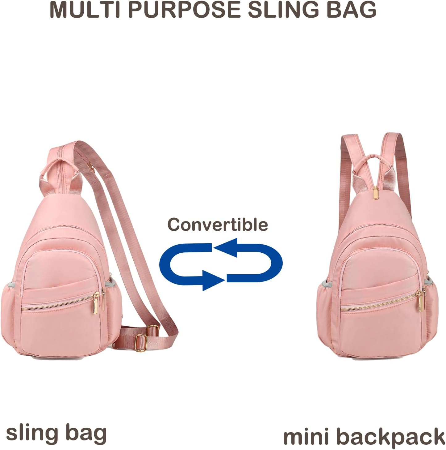 Xsecnua Sling Bag for Women, Mini Backpack Sling Backpack, Small Backpack Small Daypack Crossbody Bags for Travel - Black image number 5