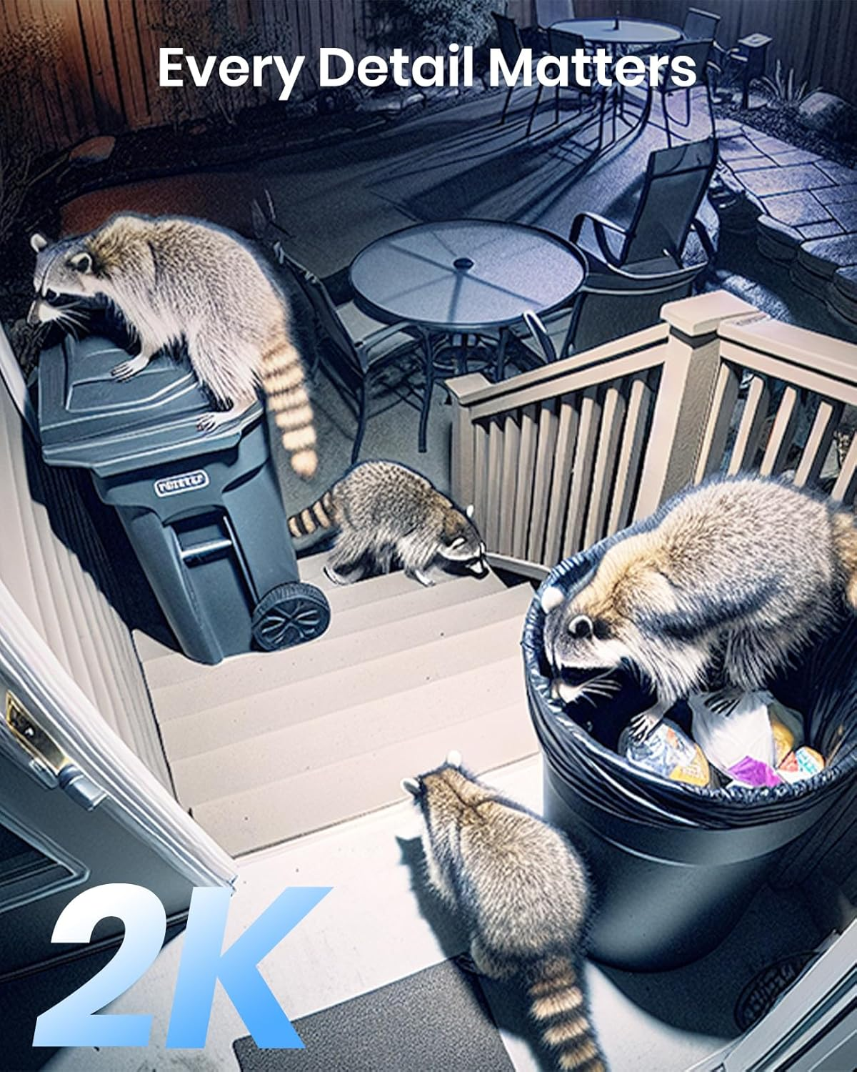 Camstro 2-Cam Kit Solar Security Cameras Outdoor Wireless, 2PCS Battery Wifi Cameras System for Home Security, 360&deg;PTZ, Color Night Vision, Two-Way Audio,Pir/Ai Motion Detection,Alexa/Google Assistant image number 4