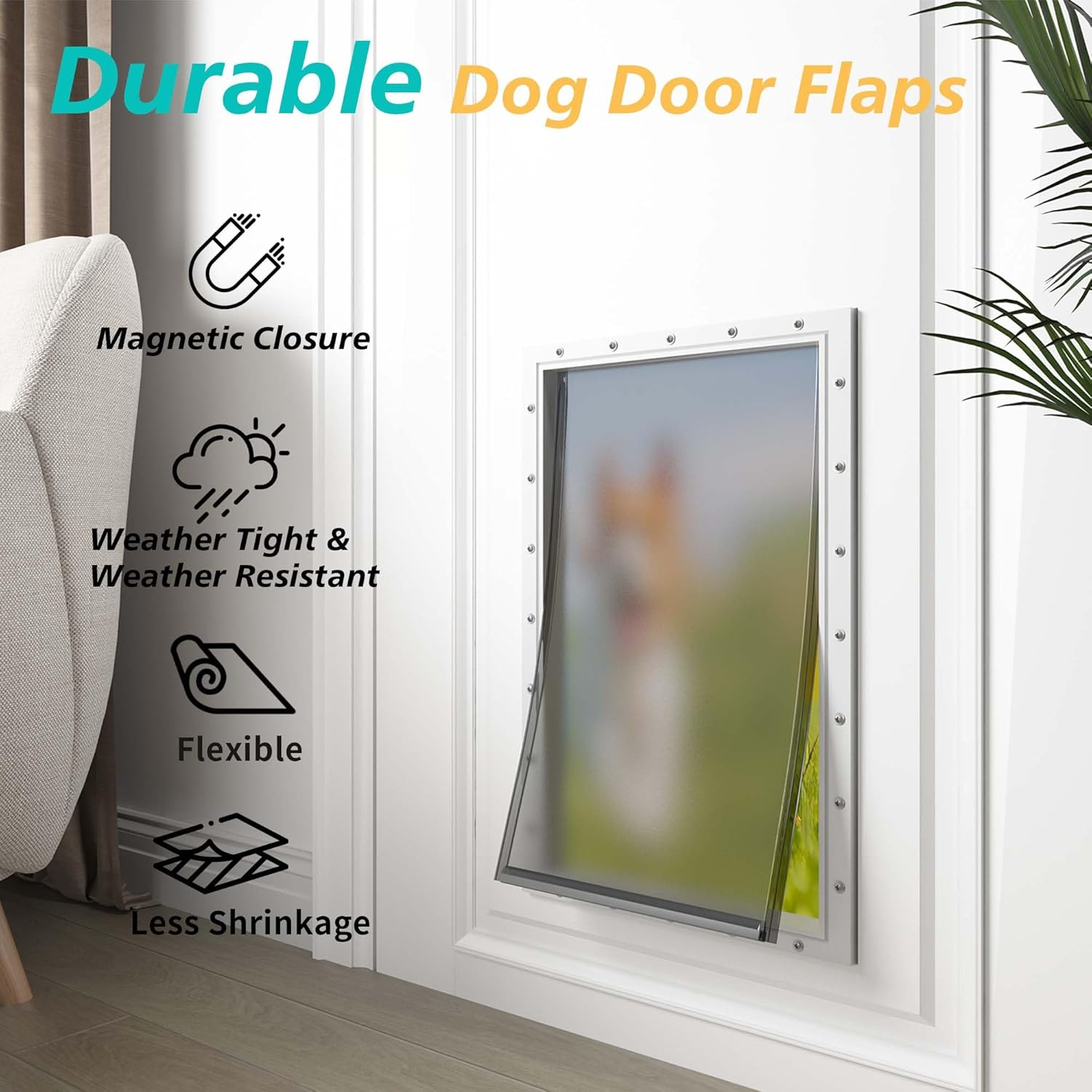 2PACK Large Dog Door Replacement Flaps with Screws - Pet Door Replacement Flap Compatible with Petsafe Freedom Doggie Doors Replacement Flaps PAC11-11039 10 1/8" X 16 7/8", Flexible, No Warped