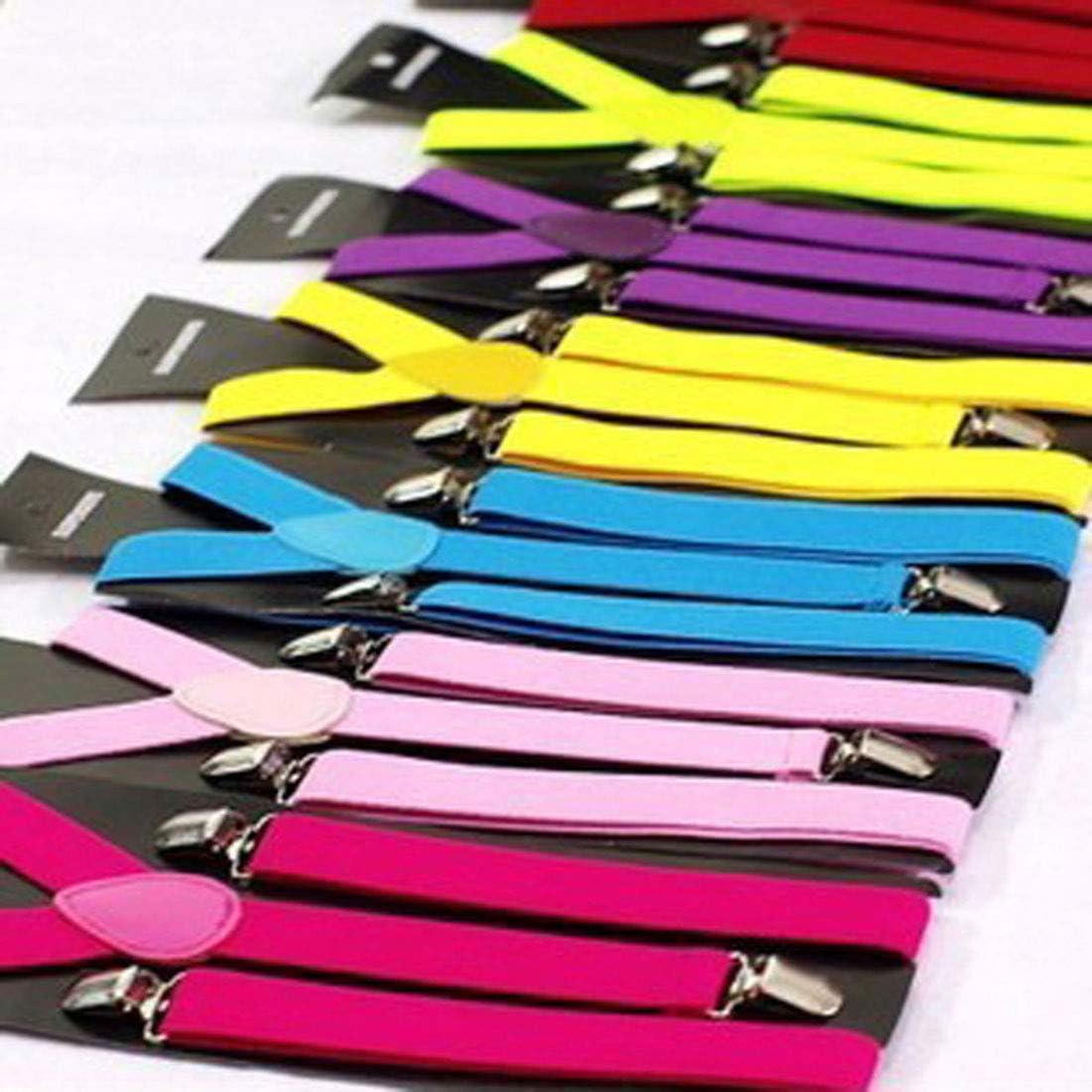 Mens Women Adjustable Elastic Suspenders Y-Shaped Clip on Unisex Braces Solid Colour - Black image number 7