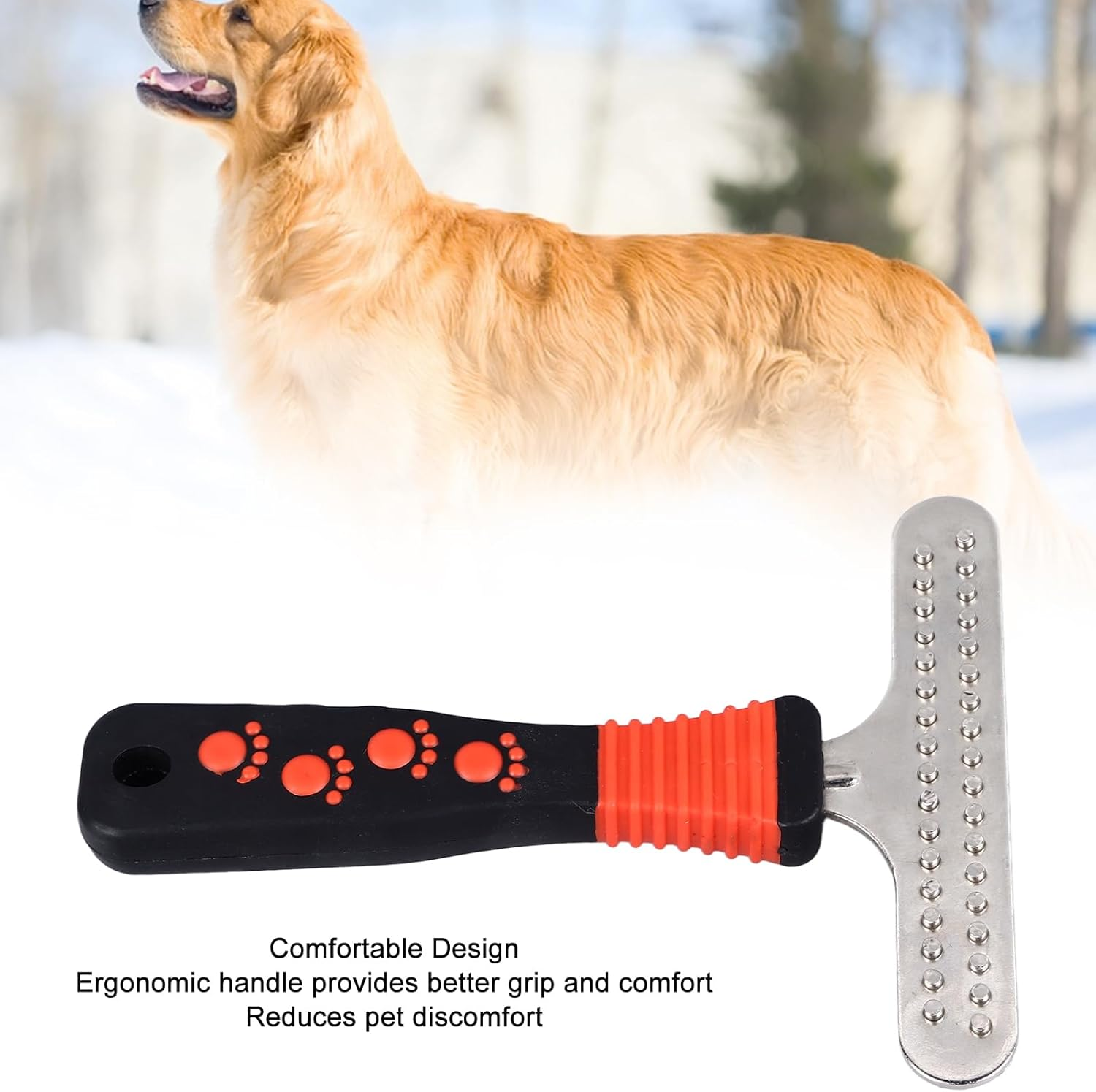 Pet Deshedding Rake, Double Row Pins Detangling Large Dog Grooming Comb, Dogs Brush Shedding Tool Dog Detangler Comb and Dematting Brush for Long Matted Haired Pets image number 5