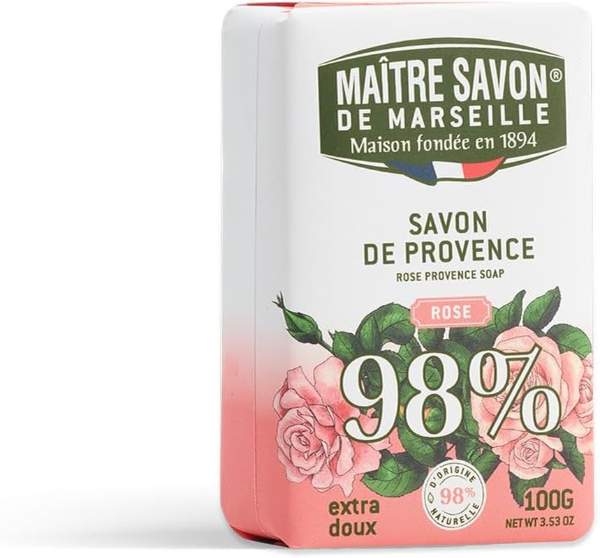 Maitre Savon De Marseille Fragrance Soap, 3.5 Oz (100 G), Savon De Provence Rose