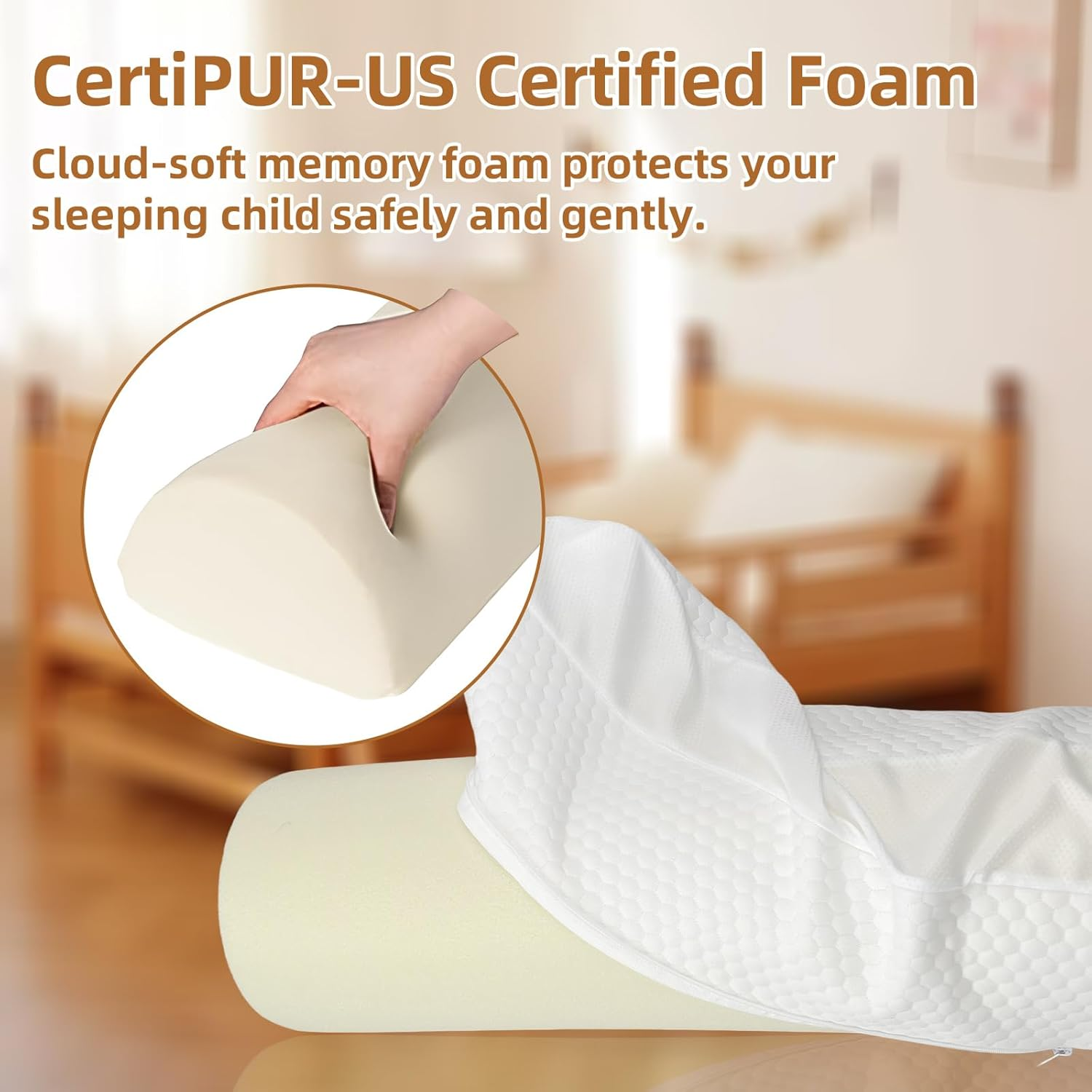 STEUGO 2 Pack Baby Bed Bumpers for Toddlers, Foam Bed Guard Rail for Kids, Toddler Bed Rail Bumper for Twin Full Queen King Size Bed,Travel Bumpers for Toddlers,Mattress Bumpers for Kids image number 5