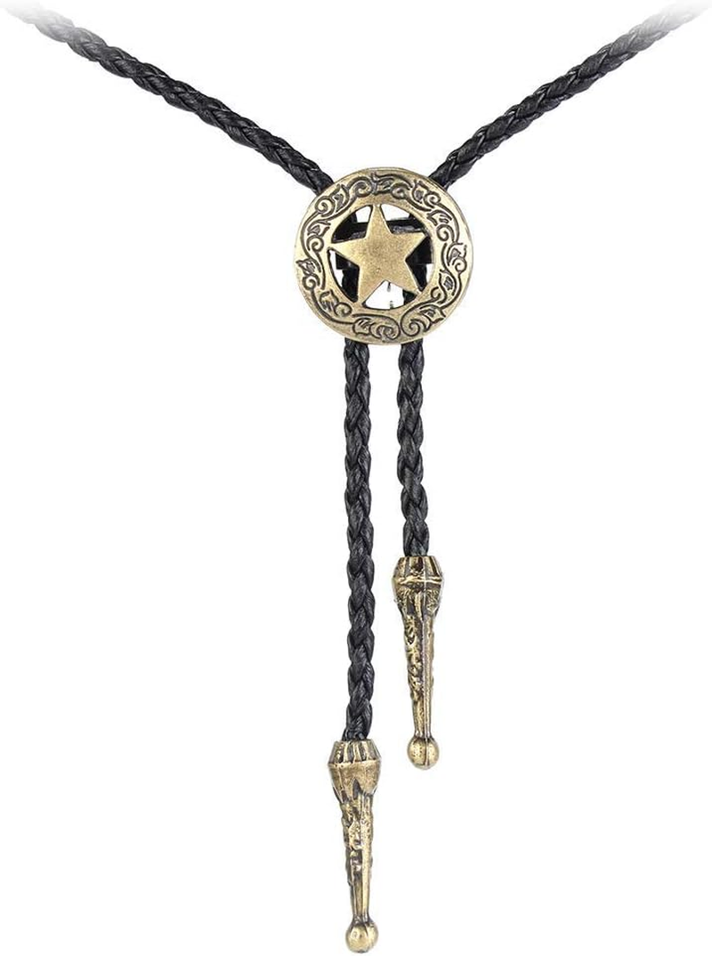 HOEACXY Mens Bolo Tie Native American Cowboy Retro Bull Longhorn Bola Ties Handmade Necktie Costume Accessories