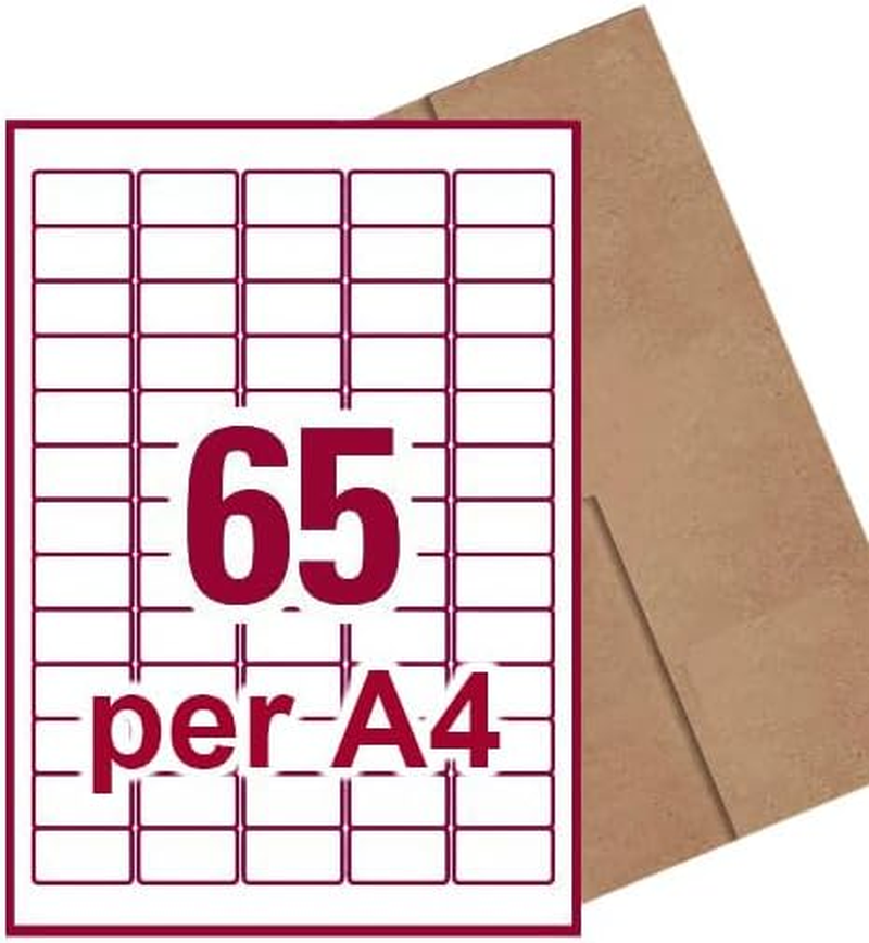 [65 per Page] A4 Self Adhesive Address Labels Laser Inkjet Print Mailing Stickers Label 38.1 X 21.2Mm 40 Sheets 2600 Labels