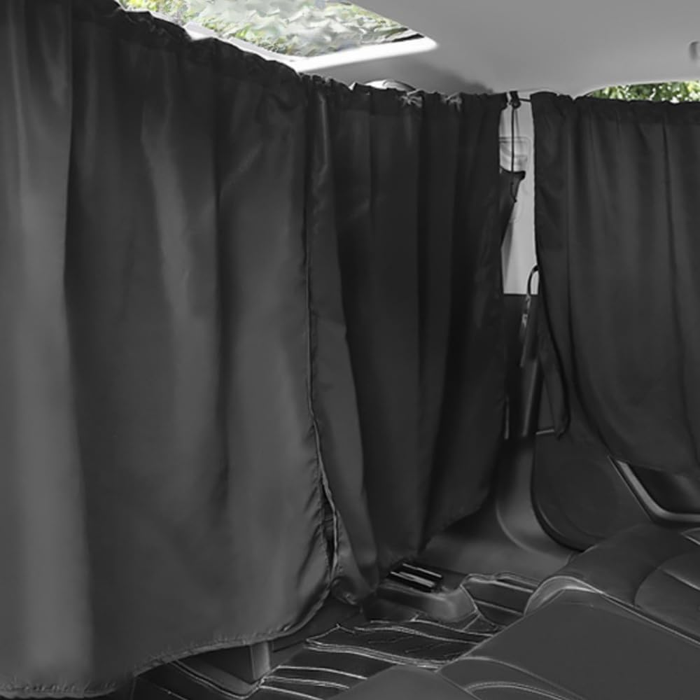 HIDOSNG Set of 3 Car Window Shades, 1 Rear Seat Divider Curtain & 2 Rear Side Window Curtains, 99% Light Blocking Car Curtains, Wide Sedan SUV Sunshade Window Covers for Kids Baby Travel Camping Nap image number 5