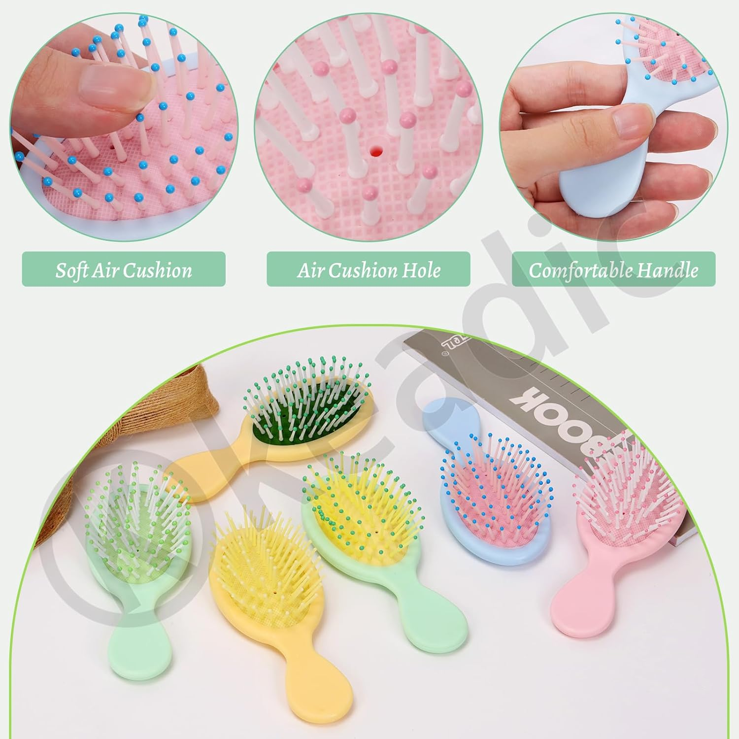 Keadic 12 Pcs Mini Wet Hair Brush, Travel Detangling Brush, for Most Hair Types, with Ease Knots without Tears or Breakage for Wet, Dry & Damaged Hair - Women, & Men, Multicolor image number 5