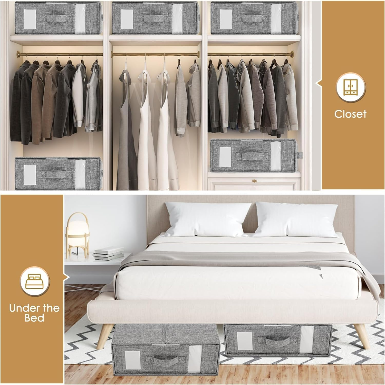 4 Pack Bed Sheet Organizers and Storage, Linen Closet Organizers and Storage, Sheet Folder Organizer with Window and Label, for Bedding Sheets, Covers, Pillowcase and Blanket image number 4