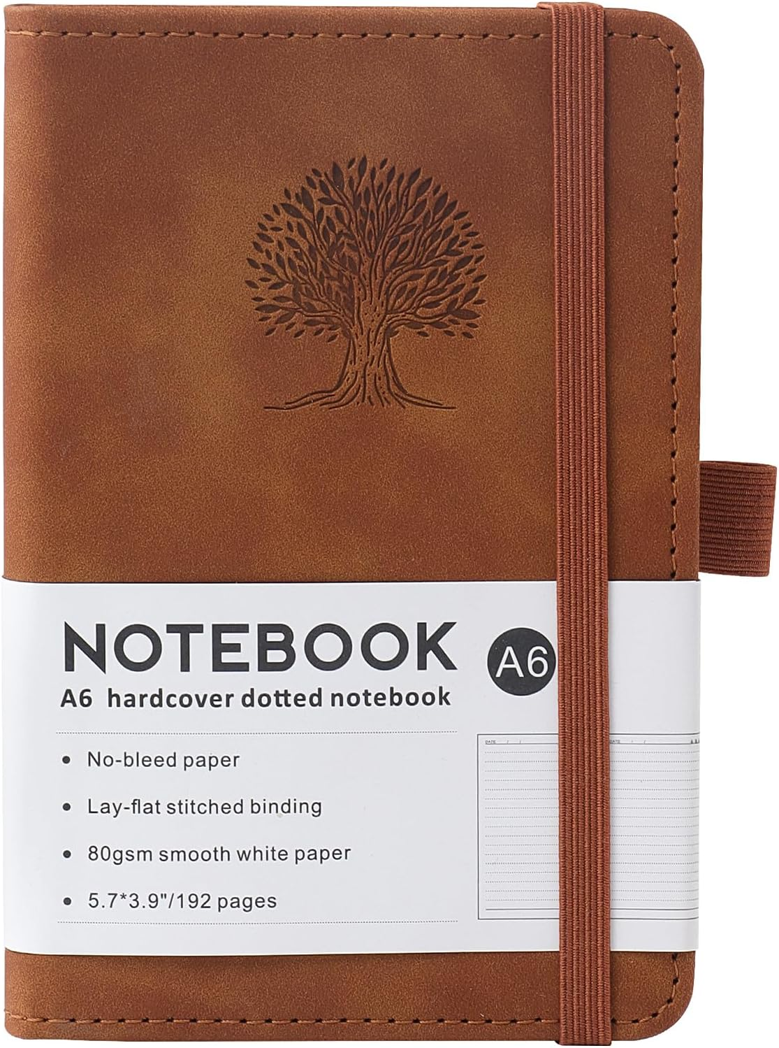A6 Lined Journal Notebook, 192 Pages Leather Hardcover Notebook for Diary Writing, Work, Note Taking and Journaling(Brown) image number 2