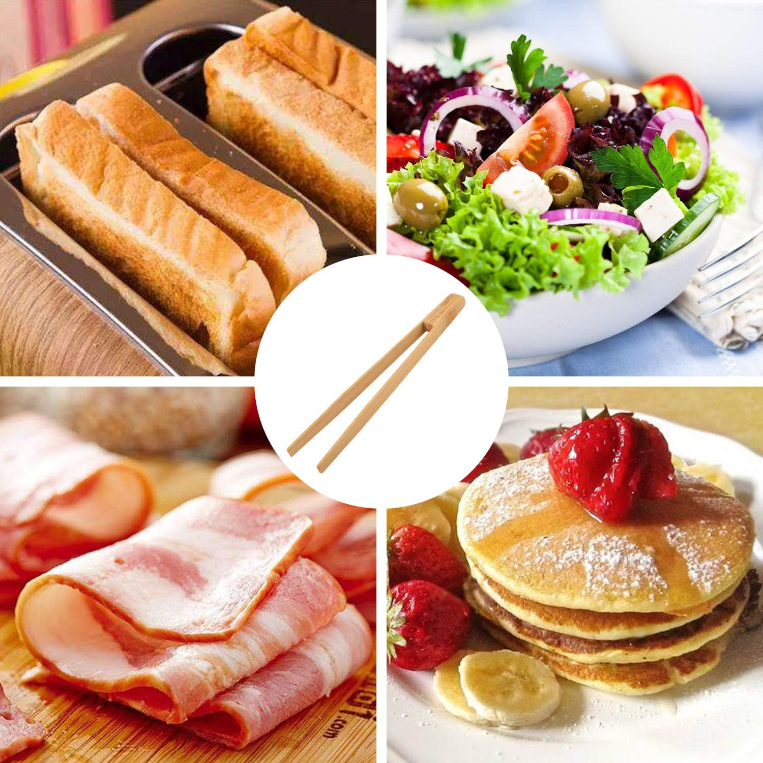 Toaster Tongs, Toast Tongs, Made of Pure Natural Bamboo, No Paint Coating, Strong Grip (1Pcs) image number 3