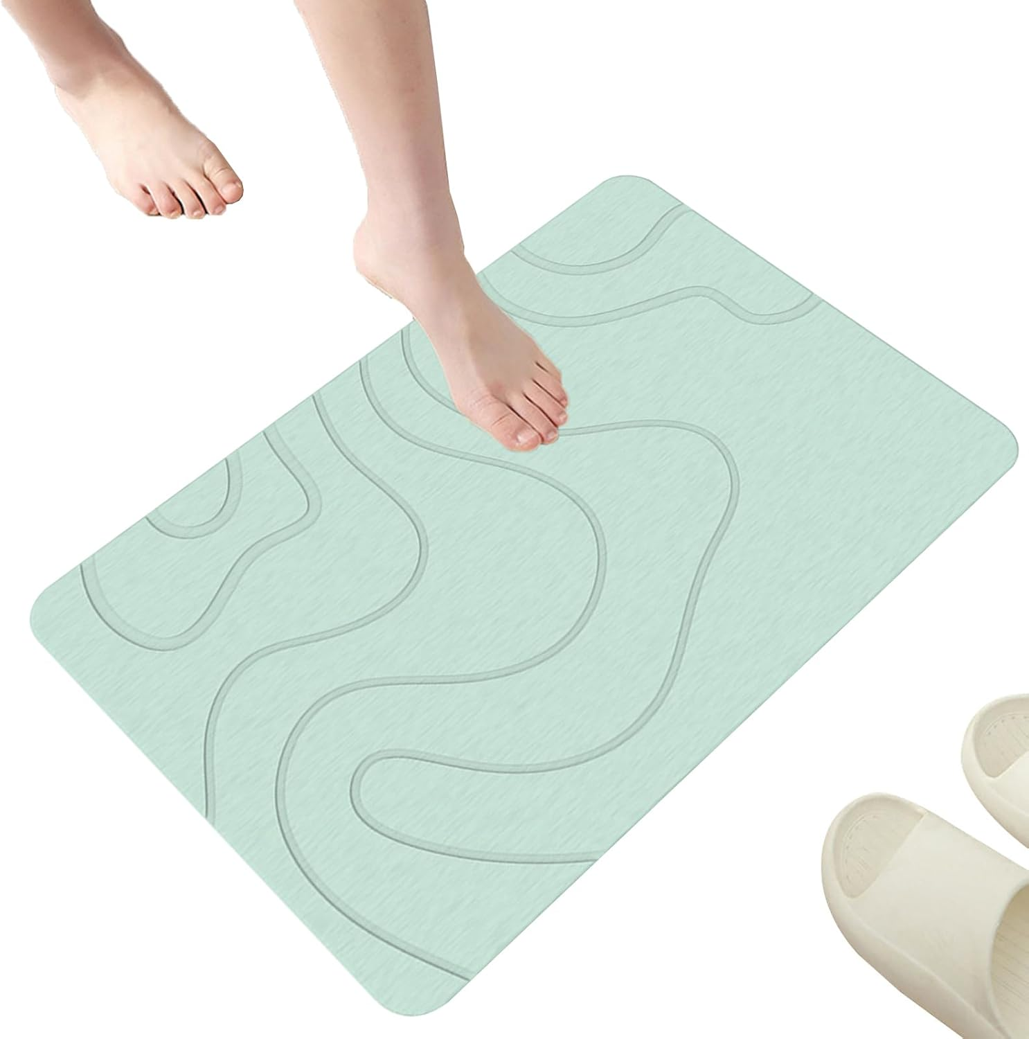 Stone Bath Mat | Natural Aceous Earth Shower Mat | Non-Slip Super Absorbent Quick Drying Bathroom Floor Mat | Multipurpose Stone Drying Mat for Kitchen Bathroom