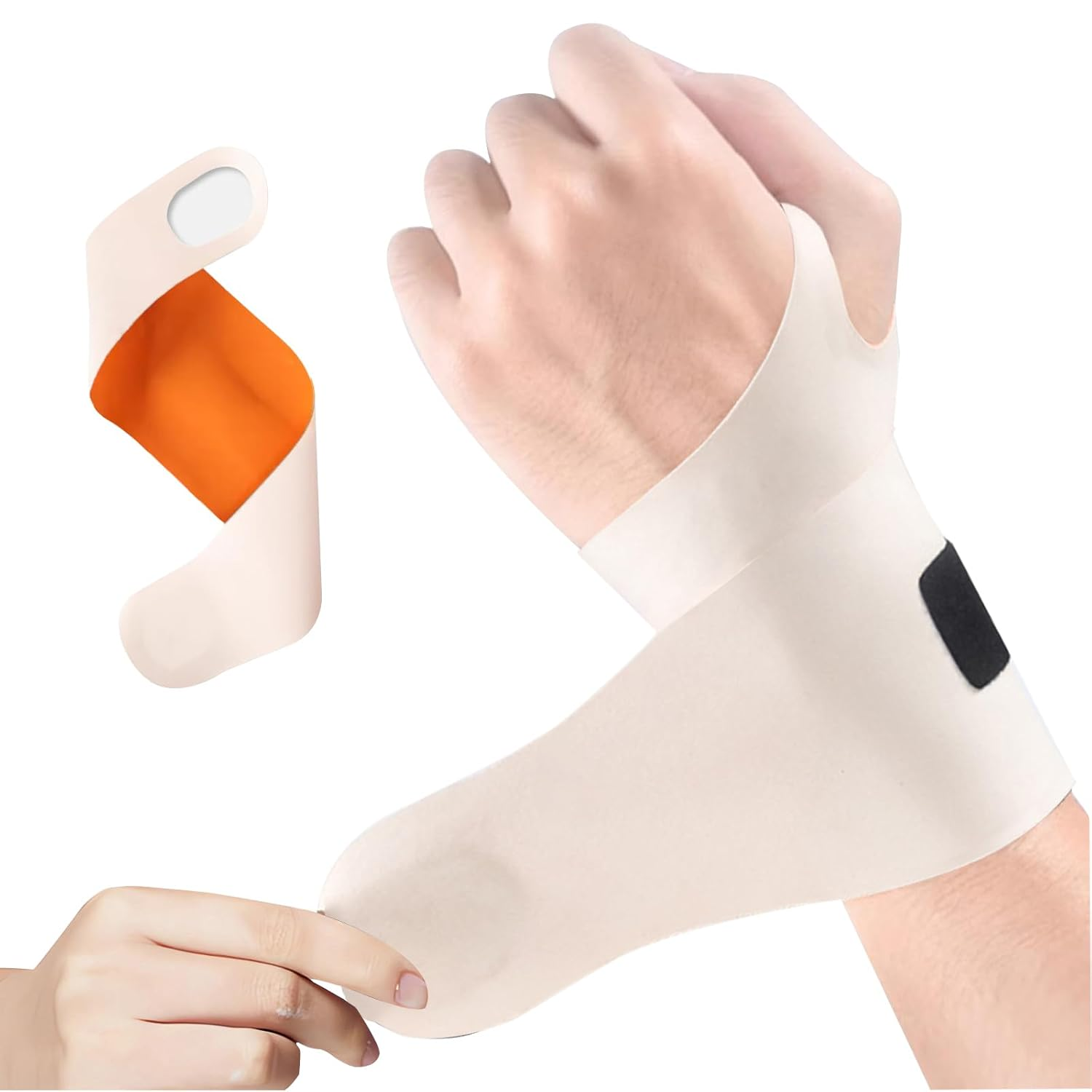 Wrist Supporter Attached Tendon Shaft Joint Protection Thumb Supporter Pressure Control Base of Thumb Supporter Protection Prevention of Injury Wrist Supporter Ultra-Thin, Lightweight Sweat-Absorbing Fast Drying Sports Housework Childcare Computer/Smartphone Operation Unisex (1, Black)