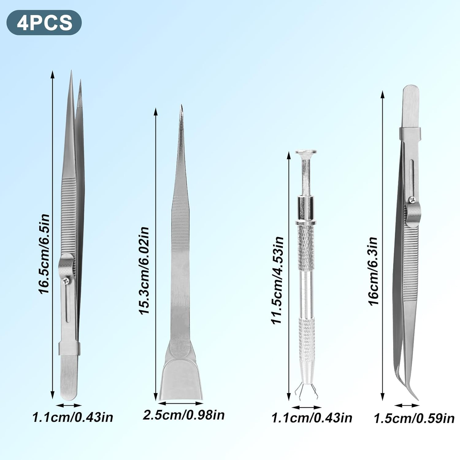 Gosknor 4Pcs Cake Decorating Tools Set, Stainless Steel Sprinkle Pen Pearl Grabber & Tweezers with Shovel Head Professional Sprinkles Tools for Baking Cookies Cupcake Decoration image number 5