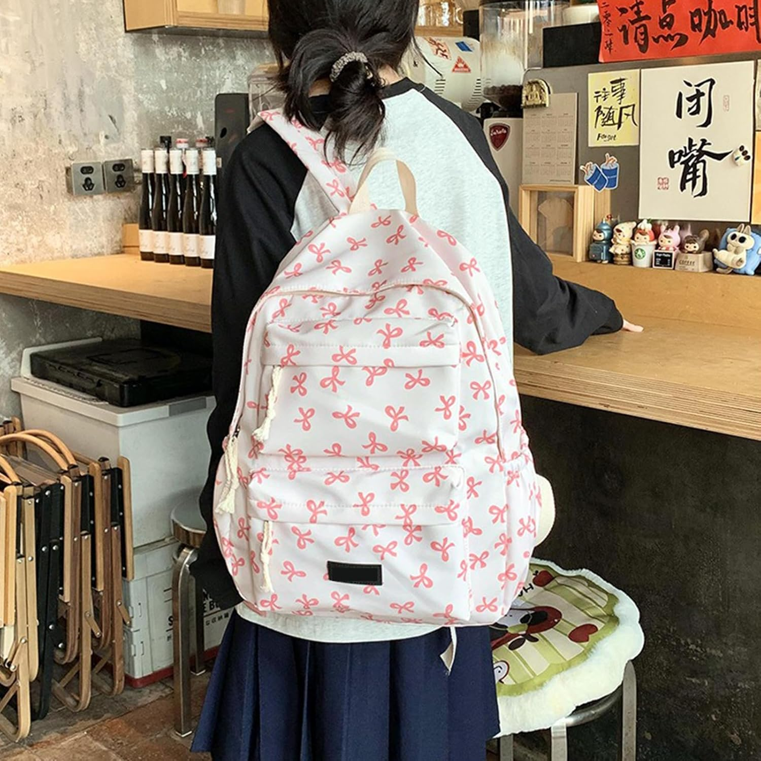 Bow Backpack for Women Girl, Cute Kawaii Aesthetic Travel Daypack, Y2K Preppy Backpack Bag - Blue A image number 6