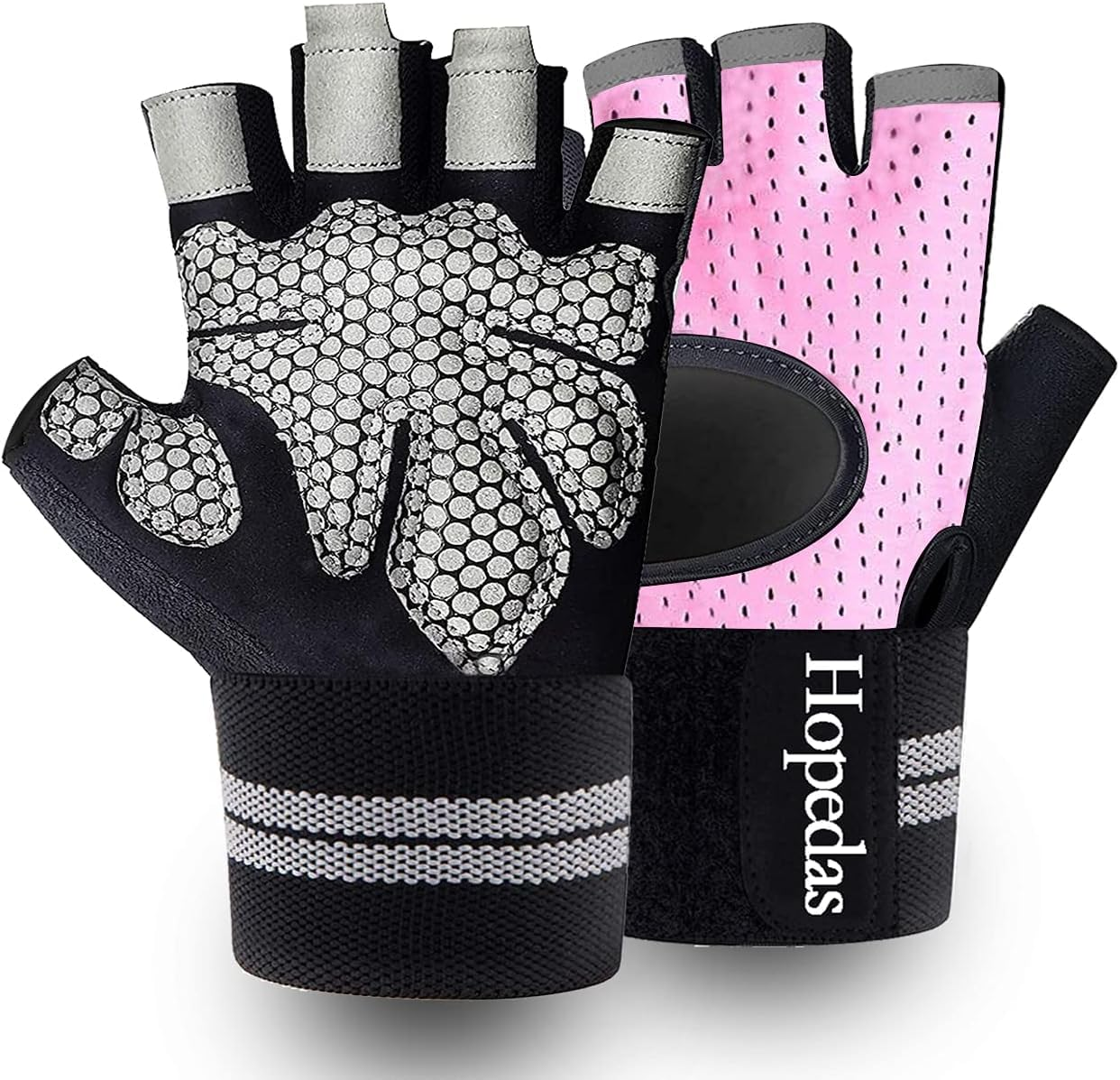 Hopedas Weight Lifting Gym Workout Gloves with Wrist Wrap Support for Men & Women,Breathable Exercise Gloves for Weightlifting, Training, Fitness Sport, Pull Ups