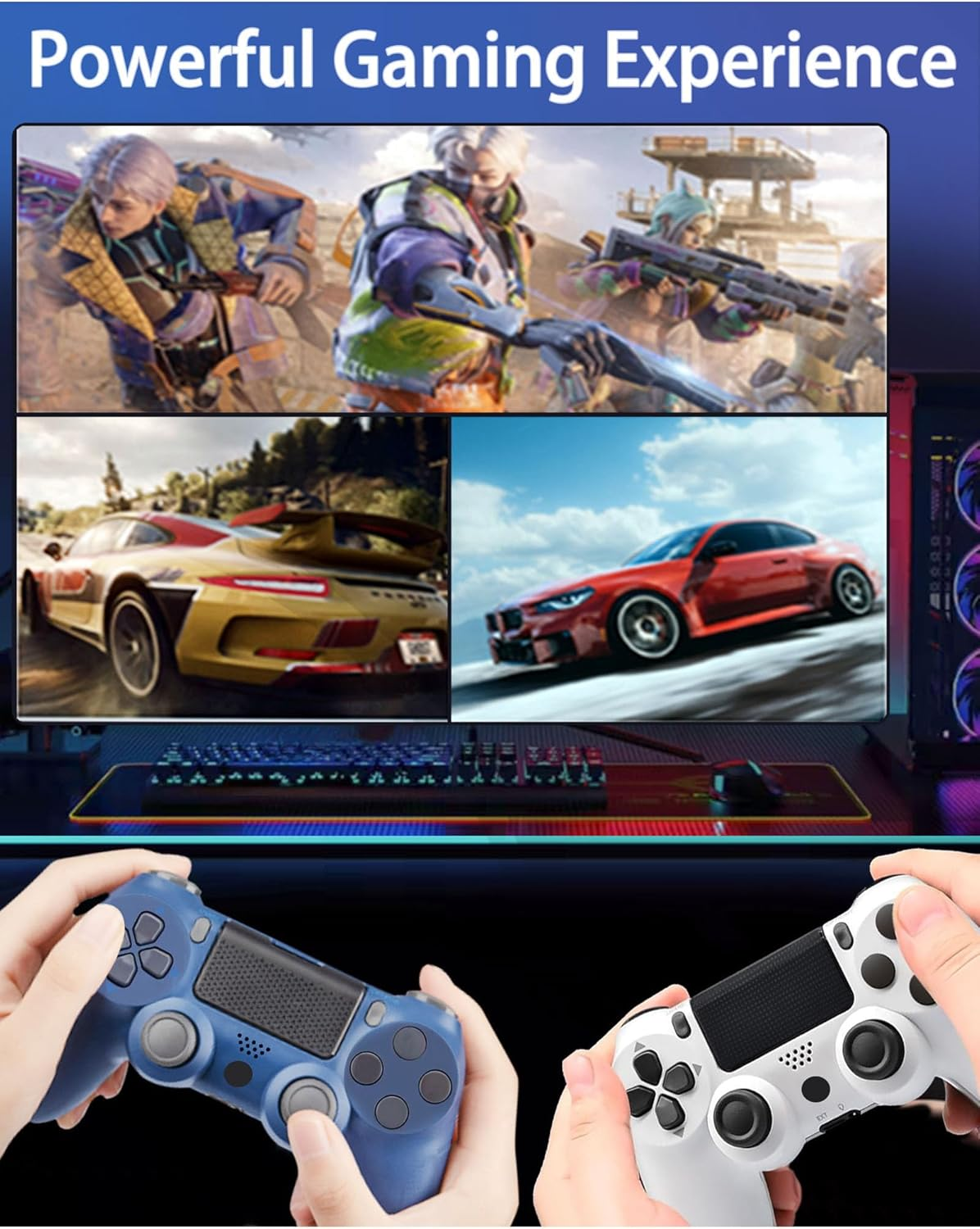 2Pcs Wireless Controller for P-S4,Compatible with P-S4/Pro/Slim/Pc Bluetooth Controller,Dual Vibration,Touch Panel, 3.5Mm Audio Jack,Six-Axis Joystick,Midnight Blue