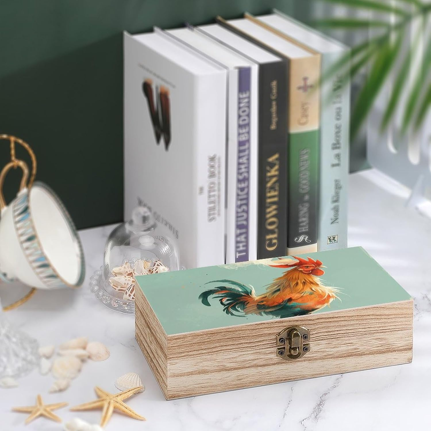 Cartoon Chicken Wooden Box Wood Wedding Keepsake Boxes with Lids Small Decorative Boxes Lightweight Wooden Memory Storage Box for Crafts Keepsakes Jewelry Photo Letter Storage image number 5