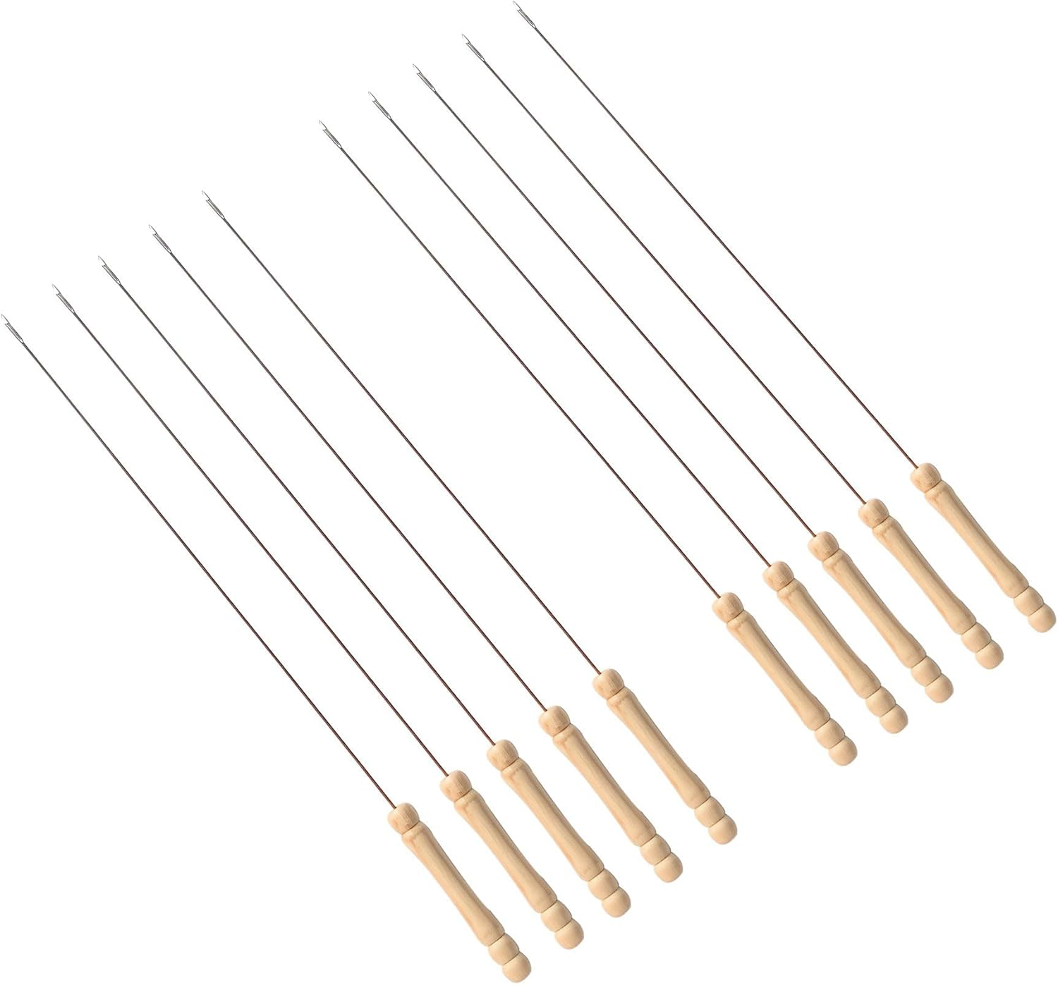 IMEEA 15Inch/38Cm Kebab Skewers 10 Pcs Kebab Sticks Stainless Steel Barbecue Skewers BBQ Sticks with Wooden Handle for Grilling Vegetables Marshmallows image number 2