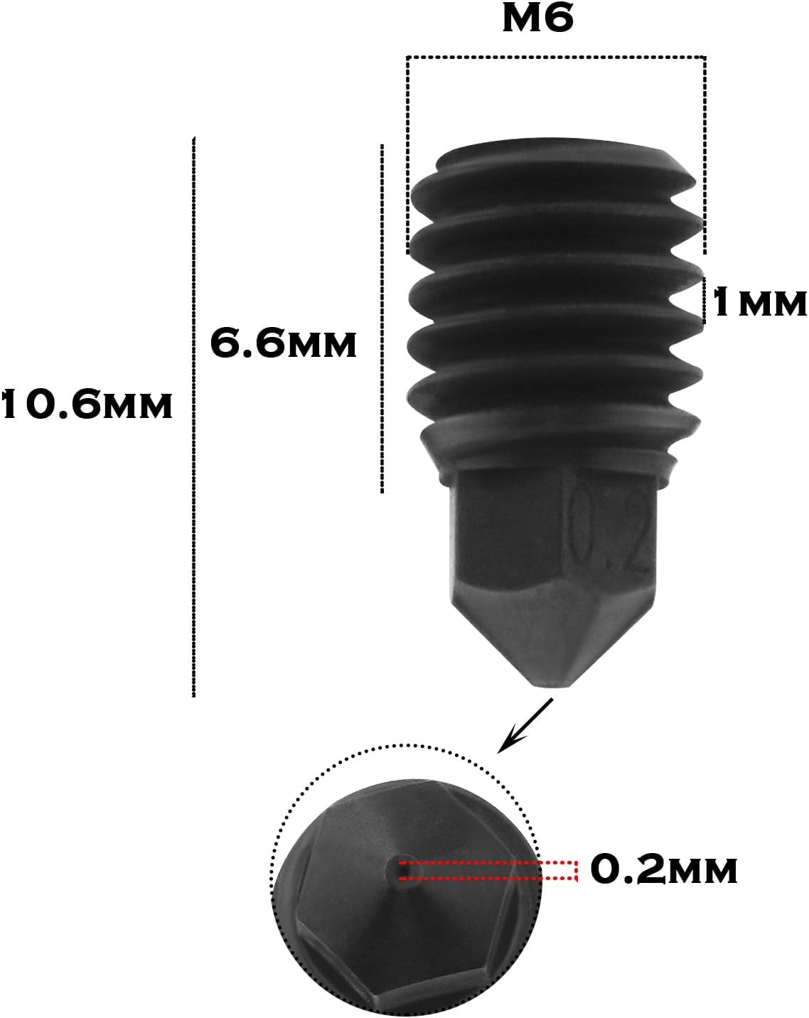 Emagtech 0.2Mm Hardened Steel Nozzles Compatible with Bambu Lab X1 and P1P 3D Printers for High-Temperature Upgrade Hotends up to 500 Degrees Celsius image number 1